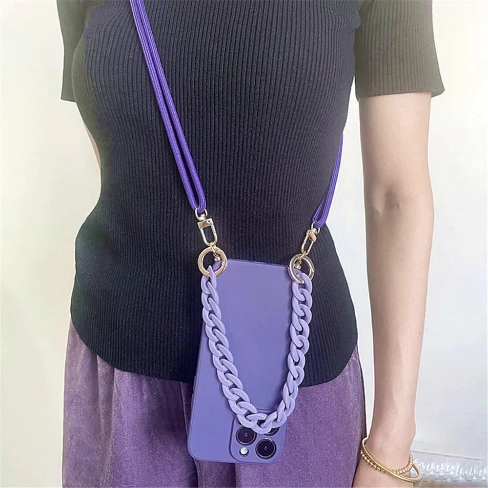 قاب گوشی آیفون 16 پرو مکس طرح مرمر کهربایی با بند گردنبندی دستبندی، بند قابل تنظیم زنجیری رودوشی، قاب گوشی مرواریدی قابل حمل (آیفون 16 پرو)