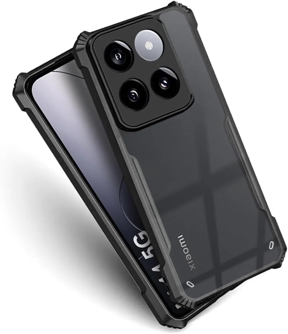 کاور محافظ شفاف Zubitech سازگار با گوشی شیائومی Mi 14T Pro 5G، کاور پشتی سخت PC با حاشیه مشکی TPU ضد ضربه 360 درجه، پوشش شفاف مقاوم در برابر زردی