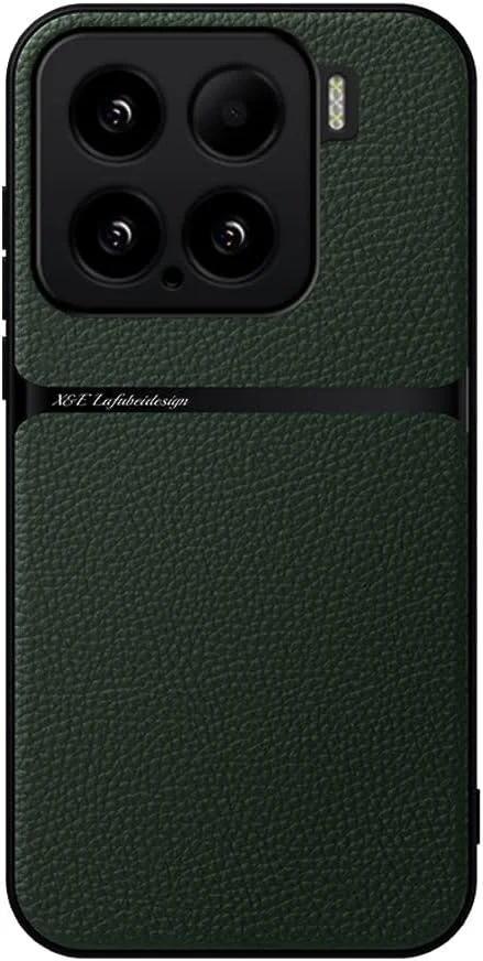 کاور محافظ گوشی Kepuch سازگار با شیائومی 15 - بافت چرم لیتچی، دارای هولدر مغناطیسی و صفحه فلزی داخلی - سبز