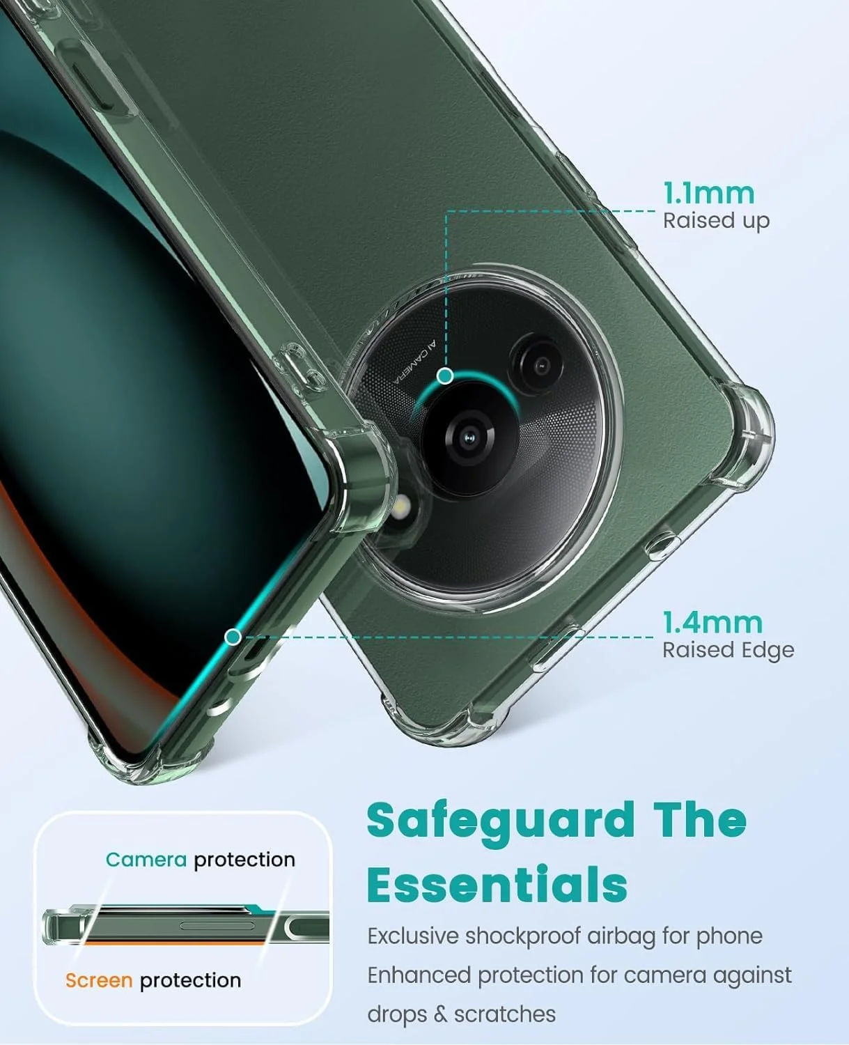 کاور سیلیکونی TPU نرم و محافظ سبک ضد ضربه Zubitech با محافظت از دوربین، طراحی شده برای Xiaomi Redmi A3 (شفاف) کاور سیلیکونی TPU نرم و محافظ سبک ضد ضربه Zubitech با محافظت از دوربین، طراحی شده برای Xiaomi Redmi A3 (شفاف)