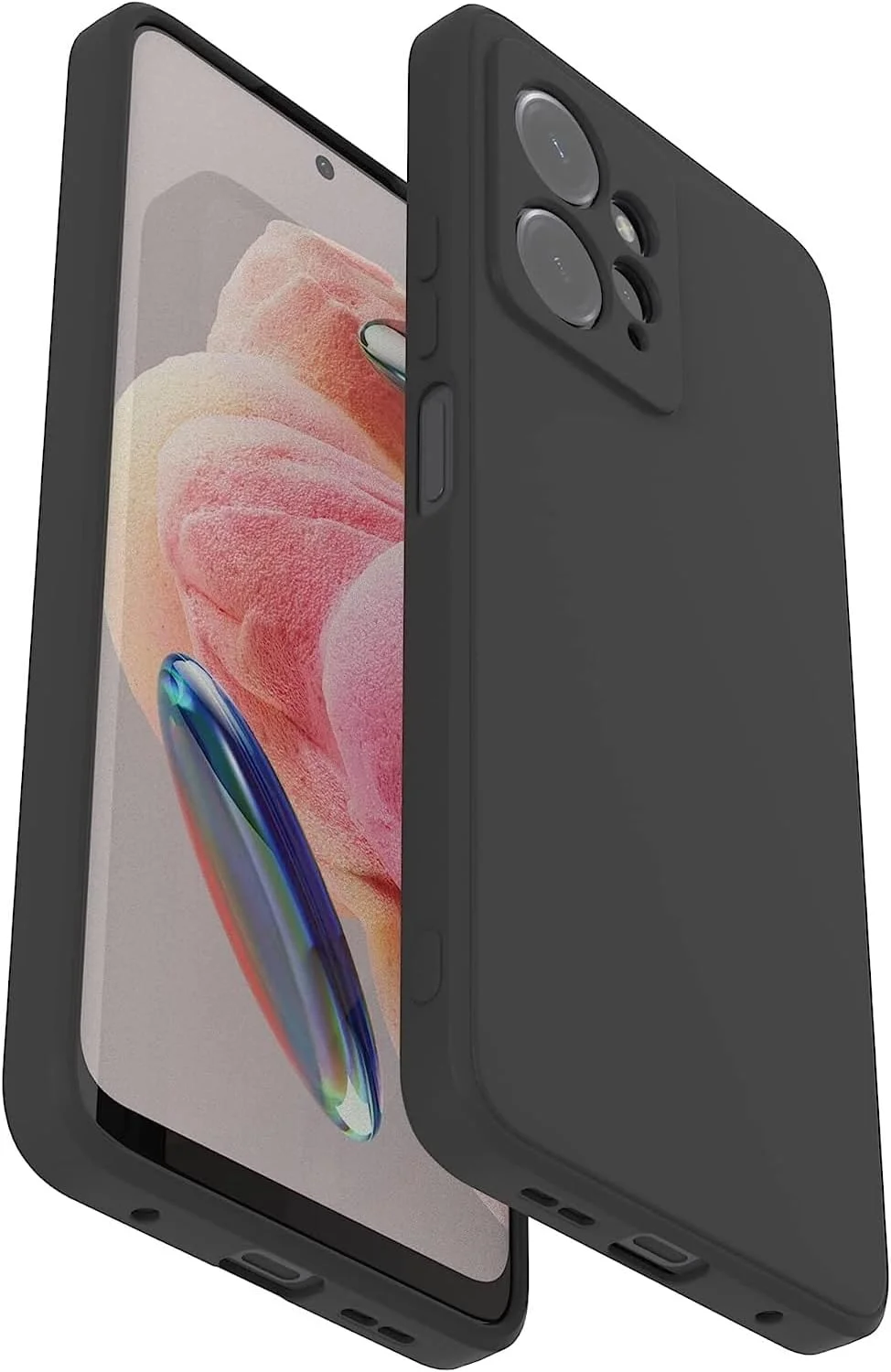 قاب سیلیکونی برای شیائومی ردمی نوت 12 4G، قاب محافظ ژله ای مایع با روکش داخلی میکروفیبر نرم، محافظ باریک، ضد ضربه برای ردمی نوت 12 4G (مشکی)