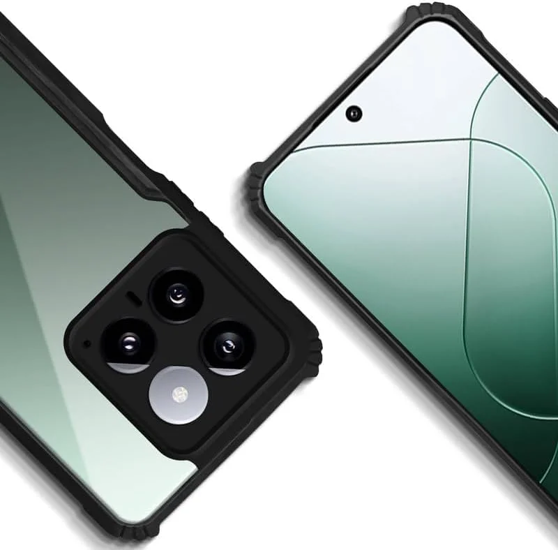 کاور محافظ شفاف Zubitech سازگار با گوشی شیائومی Mi 14T Pro 5G، کاور پشتی سخت PC با حاشیه مشکی TPU ضد ضربه 360 درجه، پوشش شفاف مقاوم در برابر زردی