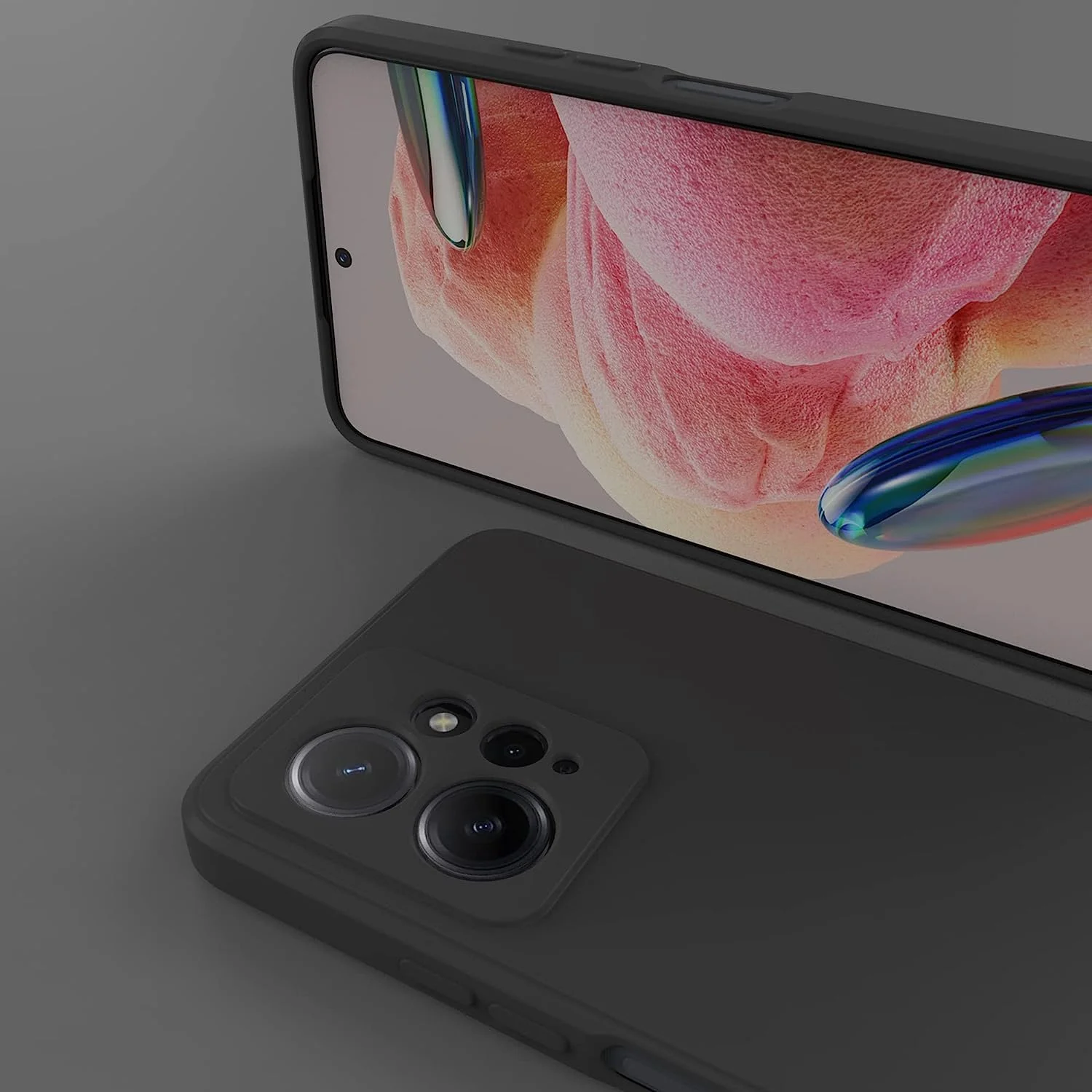 قاب سیلیکونی برای شیائومی ردمی نوت 12 4G، قاب محافظ ژله ای مایع با روکش داخلی میکروفیبر نرم، محافظ باریک، ضد ضربه برای ردمی نوت 12 4G (مشکی)