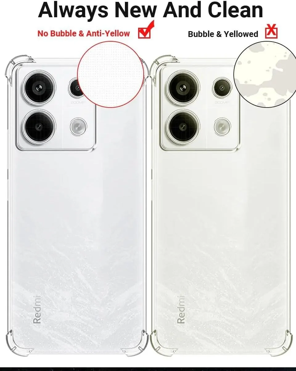 قاب محافظ گوشی شیائومی ردمی نوت ۱۳، کاور شفاف با محافظت از دوربین، گوشه‌های تقویت‌شده، بامپر TPU نرم، ضد خش و ضد ضربه برای گوشی ردمی نوت ۱۳ 5G مدل ۲۰۲۳ (شفاف)