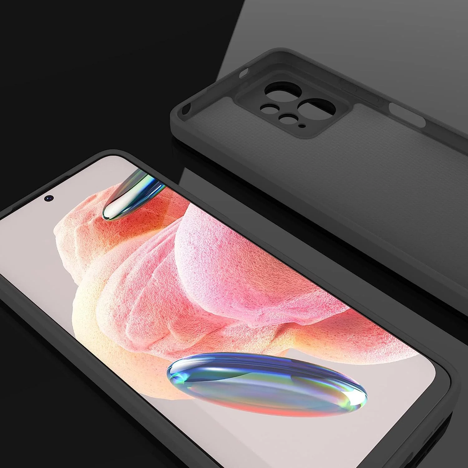 قاب سیلیکونی برای شیائومی ردمی نوت 12 4G، قاب محافظ ژله ای مایع با روکش داخلی میکروفیبر نرم، محافظ باریک، ضد ضربه برای ردمی نوت 12 4G (مشکی)