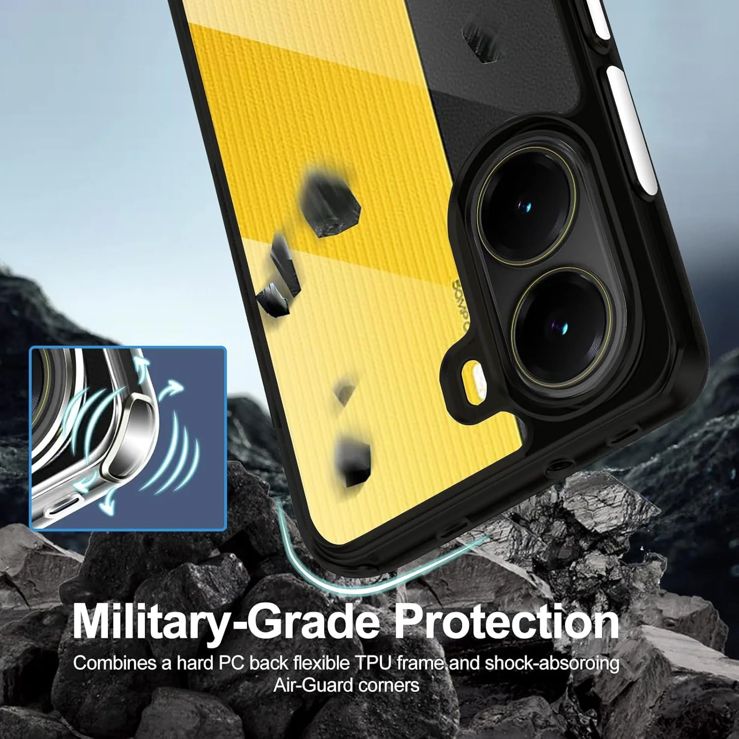 قاب محافظ کریستالی شفاف هیبریدی T Tersely سازگار با شیائومی پوکو X7 پرو - TPU + PC، ضد زردی، قاب محافظ، پوشش ضربه گیر (مشکی) قاب محافظ کریستالی شفاف هیبریدی T Tersely سازگار با شیائومی پوکو X7 پرو - TPU + PC، ضد زردی، قاب محافظ، پوشش ضربه گیر (مشکی)