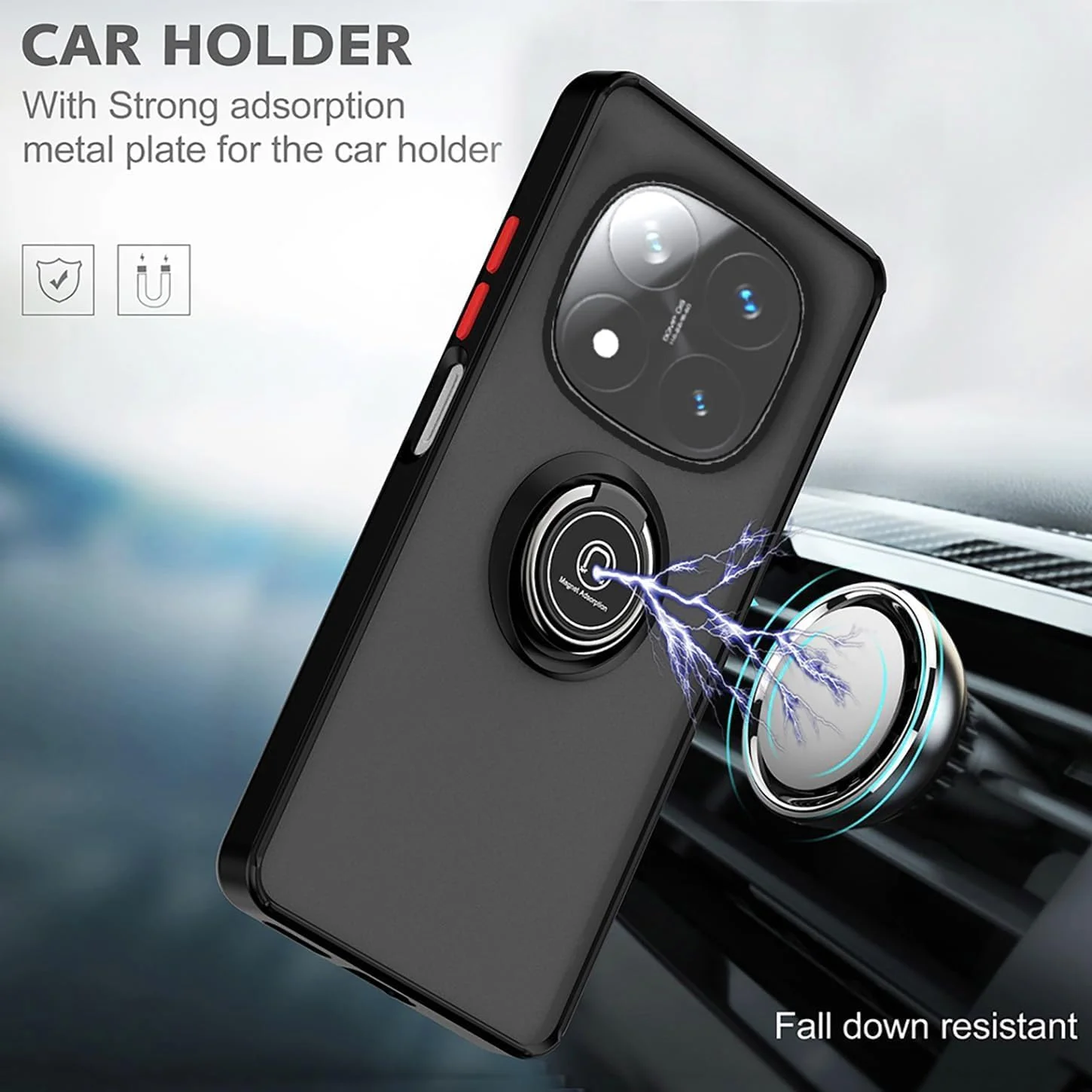 کاور محافظ گوشی شیائومی ردمی نوت 14 پرو پلاس 5G با حلقه فلزی چرخان، استند و قابلیت اتصال مغناطیسی به هولدر خودرو، ضد ضربه و دارای بامپر TPU (سبز)