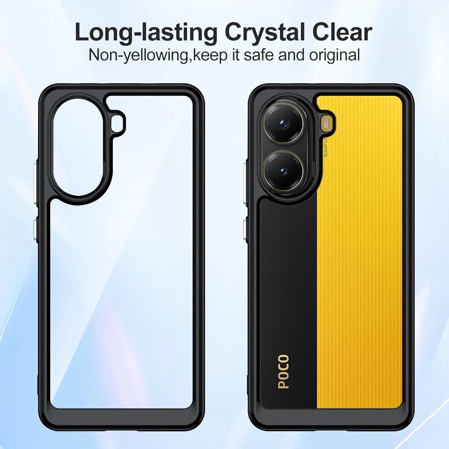 قاب محافظ کریستالی شفاف هیبریدی T Tersely سازگار با شیائومی پوکو X7 پرو - TPU + PC، ضد زردی، قاب محافظ، پوشش ضربه گیر (مشکی) قاب محافظ کریستالی شفاف هیبریدی T Tersely سازگار با شیائومی پوکو X7 پرو - TPU + PC، ضد زردی، قاب محافظ، پوشش ضربه گیر (مشکی)