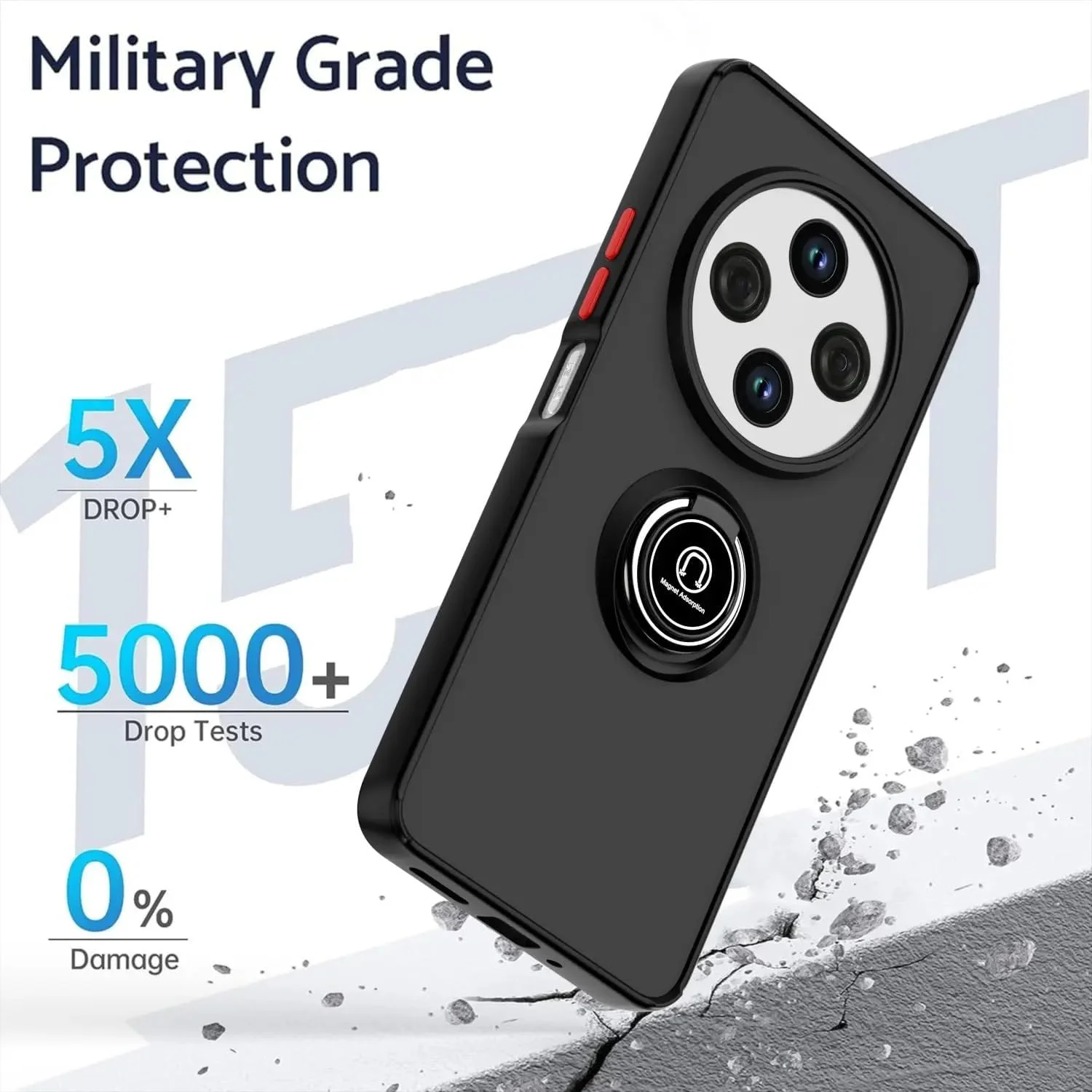 کاور محافظ گوشی شیائومی ردمی 14C با حلقه فلزی، استند و قابلیت اتصال مغناطیسی به هولدر خودرو، ضد ضربه، با پوشش مات و مقاوم