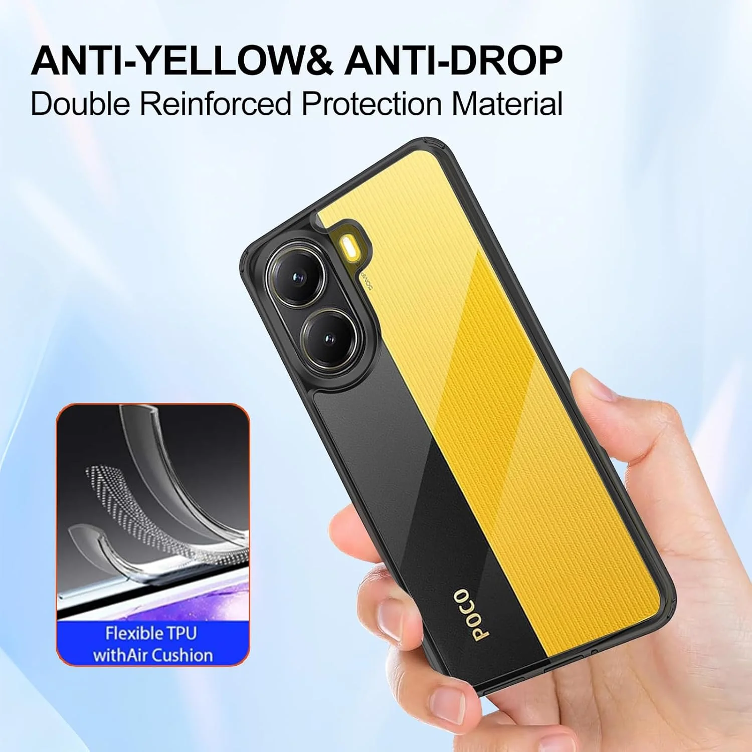 قاب محافظ کریستالی شفاف هیبریدی T Tersely سازگار با شیائومی پوکو X7 پرو - TPU + PC، ضد زردی، قاب محافظ، پوشش ضربه گیر (مشکی) قاب محافظ کریستالی شفاف هیبریدی T Tersely سازگار با شیائومی پوکو X7 پرو - TPU + PC، ضد زردی، قاب محافظ، پوشش ضربه گیر (مشکی)