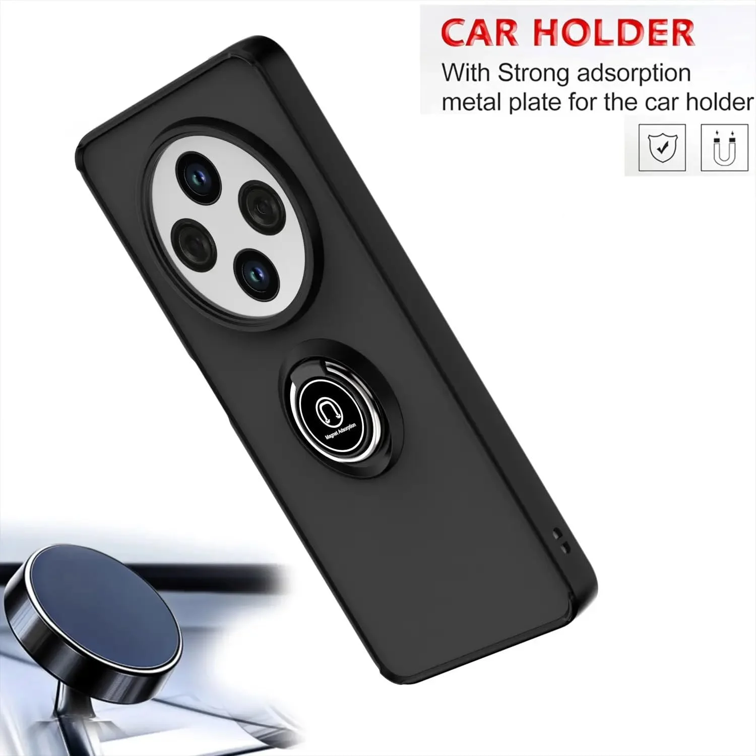 کاور محافظ گوشی شیائومی ردمی 14C با حلقه فلزی، استند و قابلیت اتصال مغناطیسی به هولدر خودرو، ضد ضربه، با پوشش مات و مقاوم