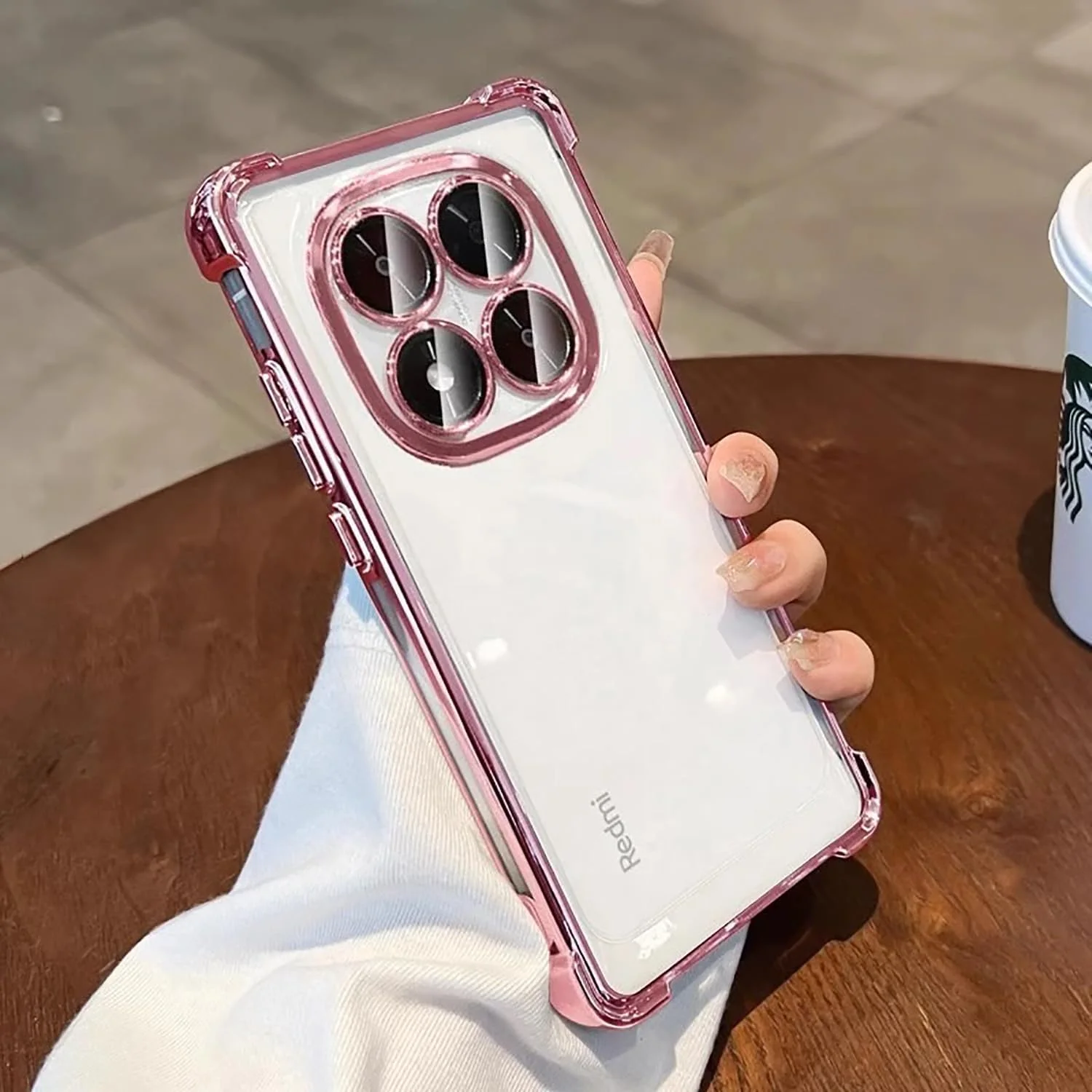 قاب محافظ گوشی شیائومی ردمی نوت 14 پرو پلاس 5G / پوکو X7 5G، محافظت از دوربین، محافظت چهار گوشه، شفاف، فوق العاده نازک، ضد افتادن، ضد اثر انگشت (صورتی)