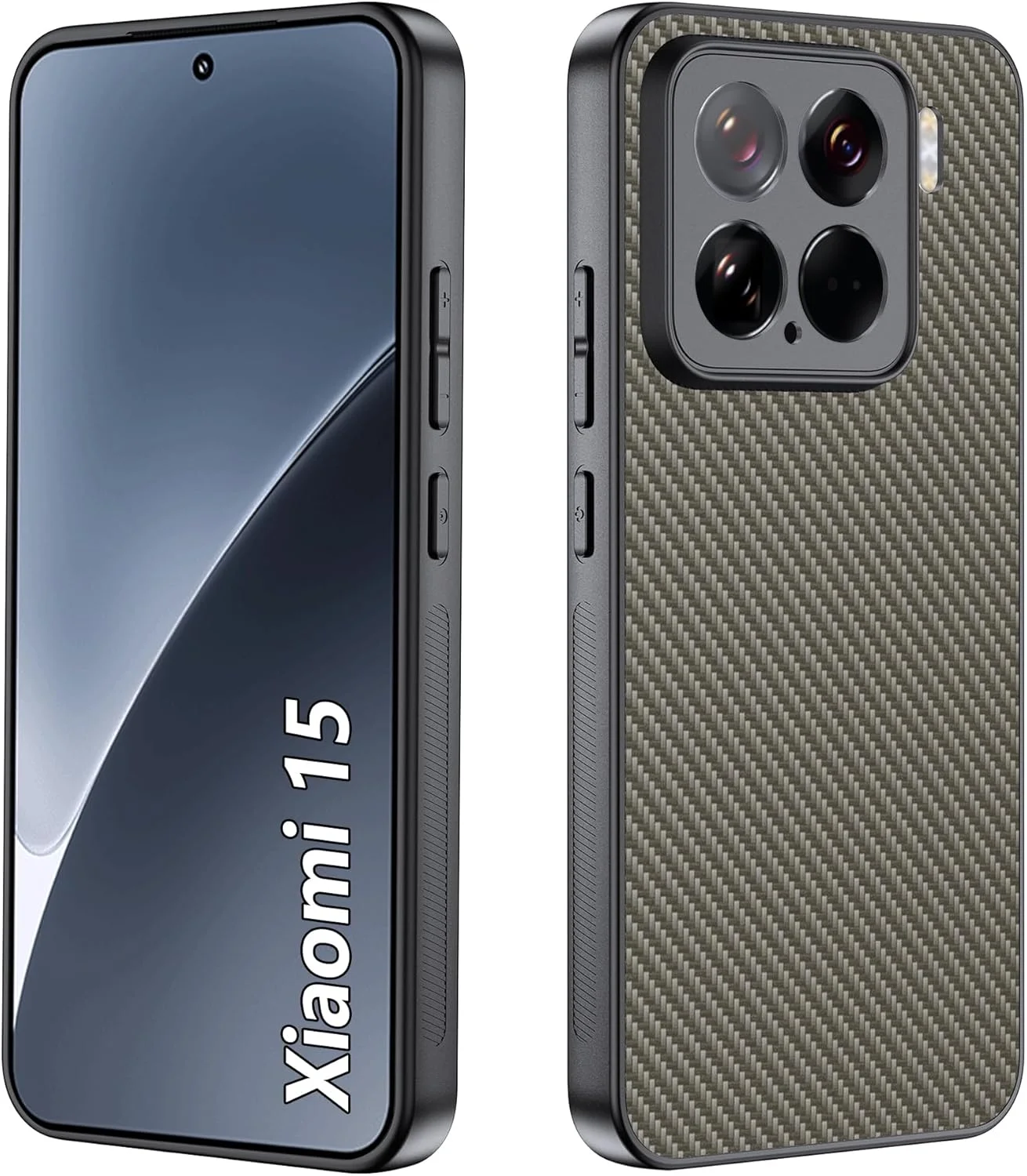 کاور گوشی شیائومی 15 مدل CAUHENYEE، کاور محافظ [فیبر کربن] با پوشش دوربین، ضد ضربه و ضد خش (طلایی تیره)