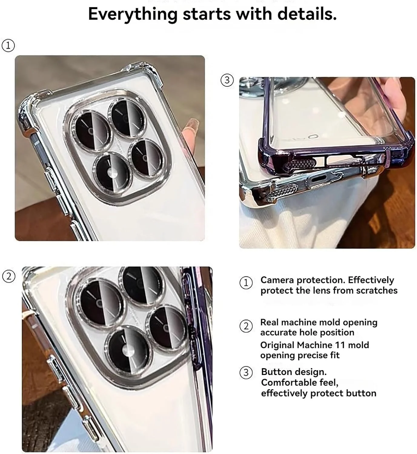 قاب محافظ گوشی شیائومی ردمی نوت 14 پرو پلاس 5G / پوکو X7 5G، محافظت از دوربین، محافظت چهار گوشه، شفاف، فوق العاده نازک، ضد افتادن، ضد اثر انگشت (صورتی)