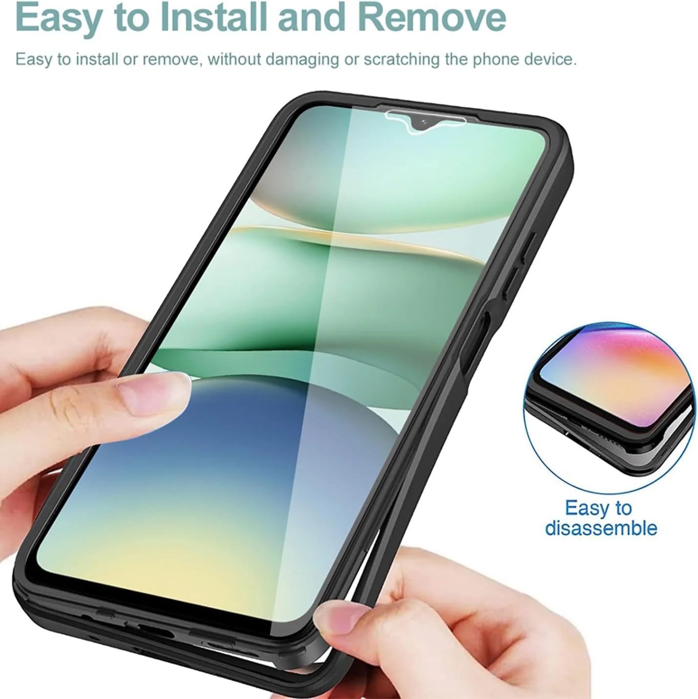 کاور شفاف ایلینگ برای شیائومی ردمی A5 4G، محافظت کامل 360 درجه، بسیار نازک و ضد ضربه با محافظ صفحه نمایش داخلی، PC سخت + کاور بامپر TPU سیلیکونی (صورتی)