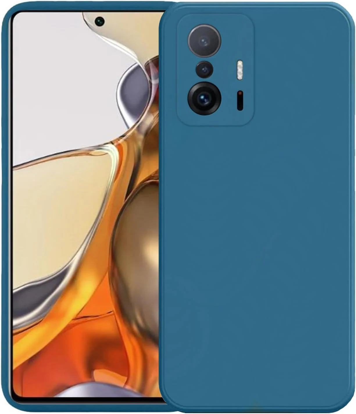 کاور محافظ گوشی باریک برای شیائومی 11T/11T Pro 5G، کاور سیلیکونی با محافظت از دوربین، داخلی نرم و انعطاف پذیر (آبی، برای شیائومی 11T/11T Pro 5G)