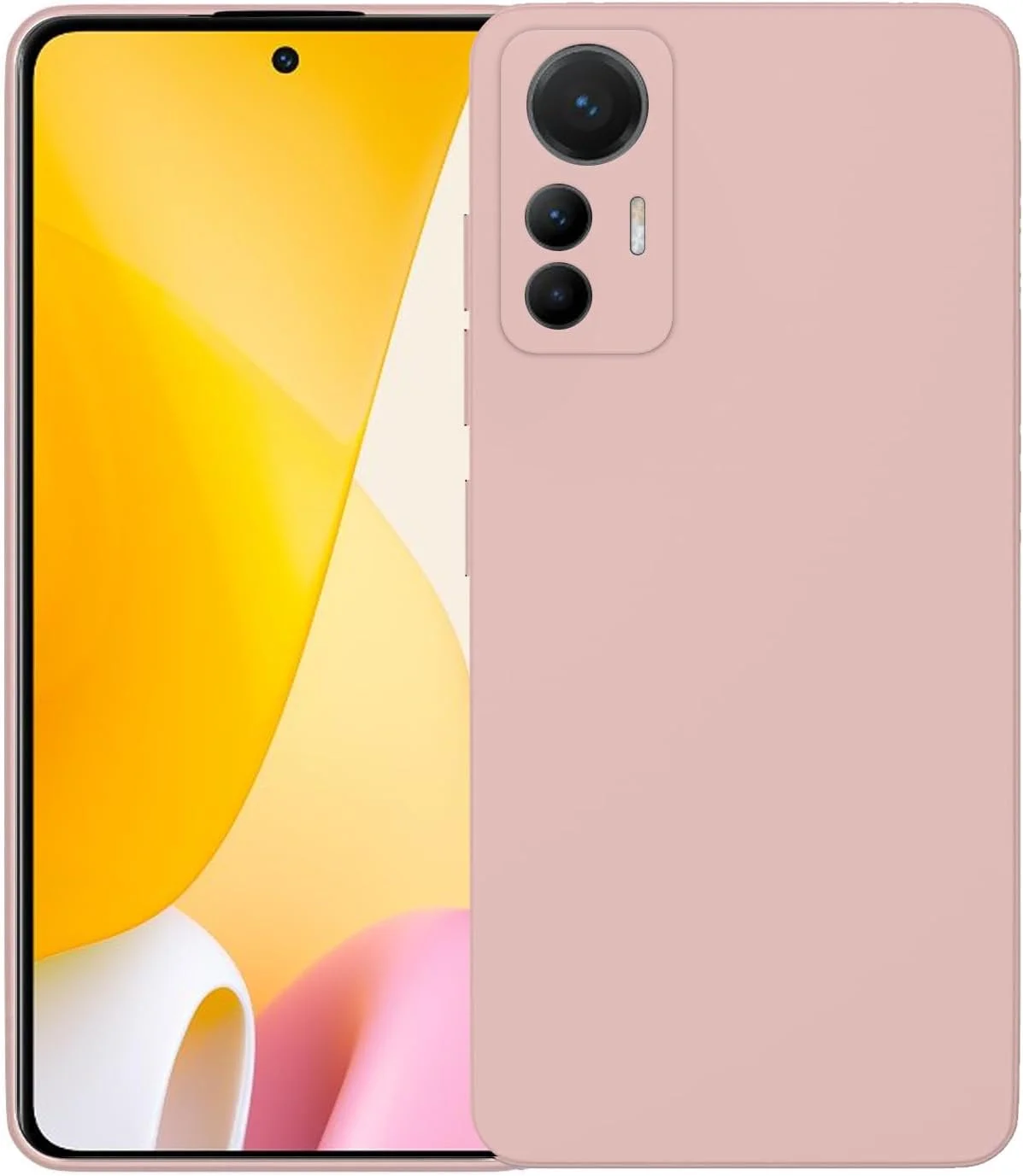 قاب محافظ باریک گوشی برای شیائومی 12 لایت 5G، پوشش سیلیکونی با محافظت از دوربین، داخلی نرم و انعطاف پذیر (صورتی، برای 12 لایت 5G)