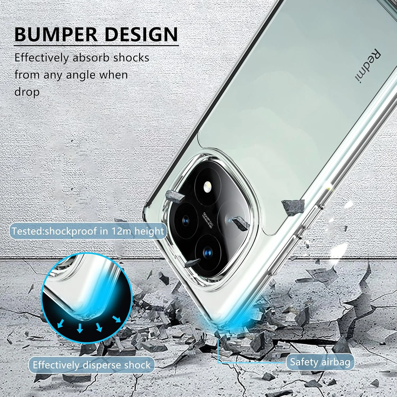 کاور محافظ هیبریدی TPU ضد ضربه و PC شفاف سیلیکونی سخت آنووکوا مناسب برای گوشی شیائومی Redmi Note 14 Pro/Redmi Note 14 Pro Plus 5G/Poco X7 5G، ضد شوک