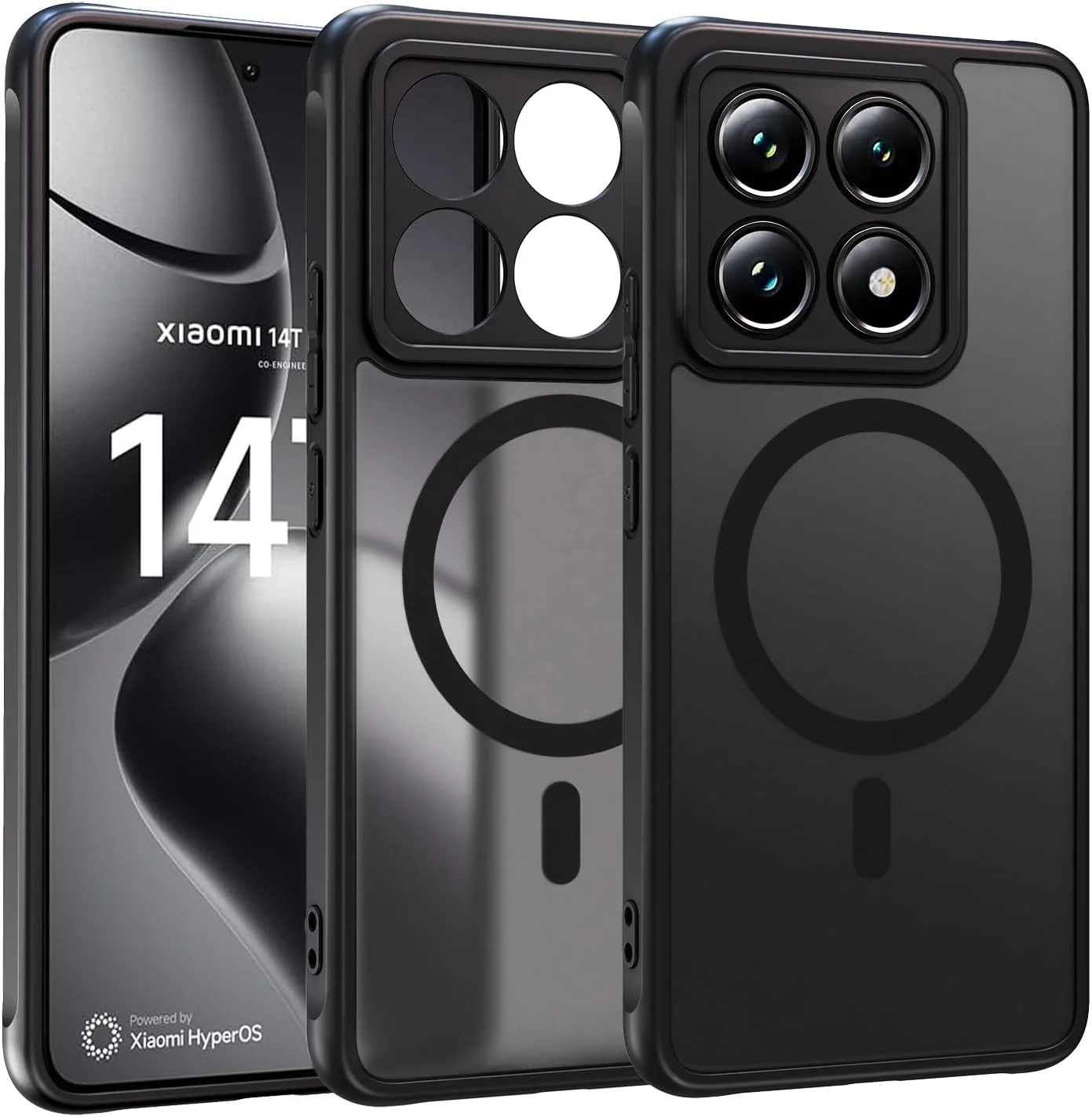 قاب محافظ شیائومی 14T Pro سازگار با MagSafe، قاب مغناطیسی محافظ دوربین، پشت مات نیمه شفاف PC، قاب حاشیه TPU - مشکی قاب محافظ شیائومی 14T Pro سازگار با MagSafe، قاب مغناطیسی محافظ دوربین، پشت مات نیمه شفاف PC، قاب حاشیه TPU - مشکی