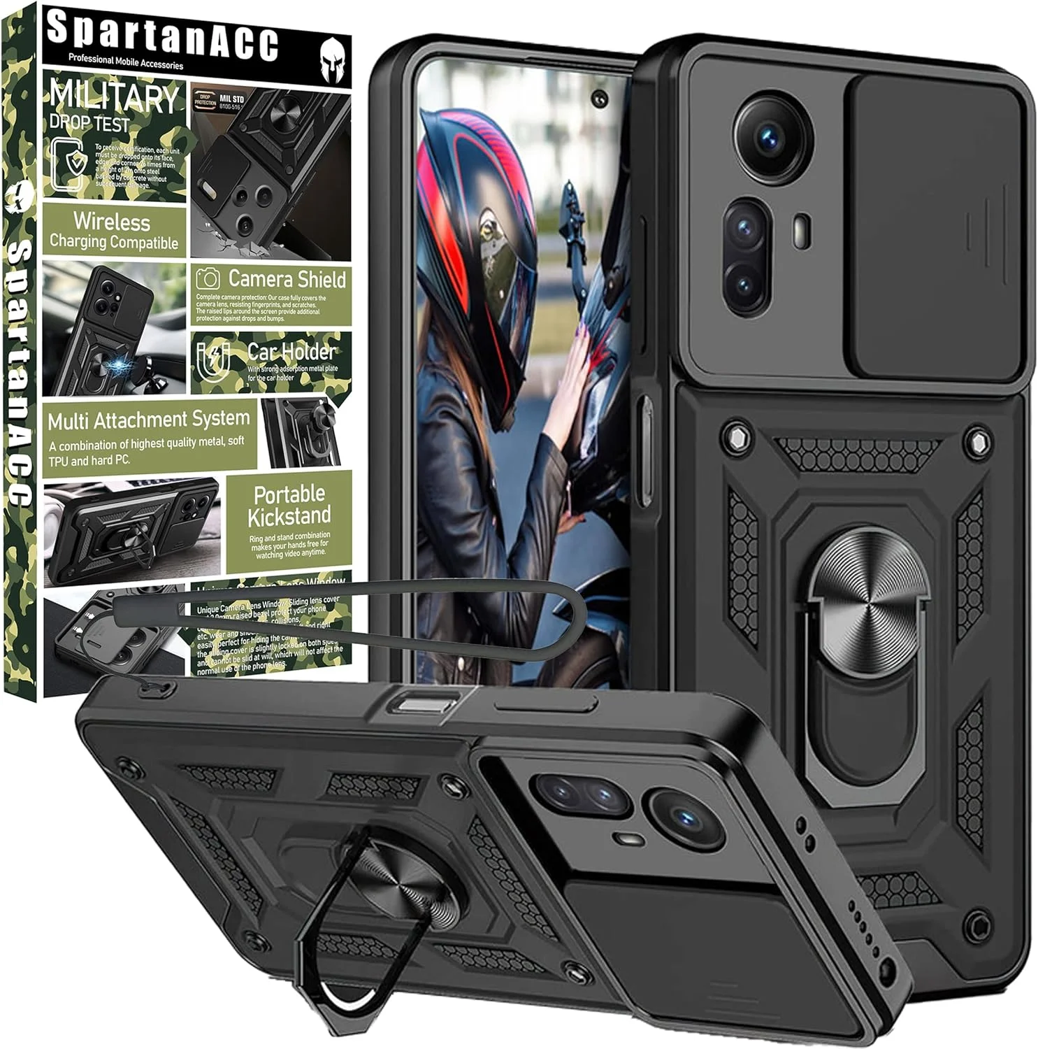 قاب محافظ شیائومی ردمی نوت 12S با استند فلزی چرخان 360 درجه، ضد ضربه نظامی، محافظ صفحه نمایش شیشه ای و قابلیت اتصال مغناطیسی به هولدر خودرو (مشکی، نوت 12S) قاب محافظ شیائومی ردمی نوت 12S با استند فلزی چرخان 360 درجه، ضد ضربه نظامی، محافظ صفحه نمایش شیشه ای و قابلیت اتصال مغناطیسی به هولدر خودرو (مشکی، نوت 12S)