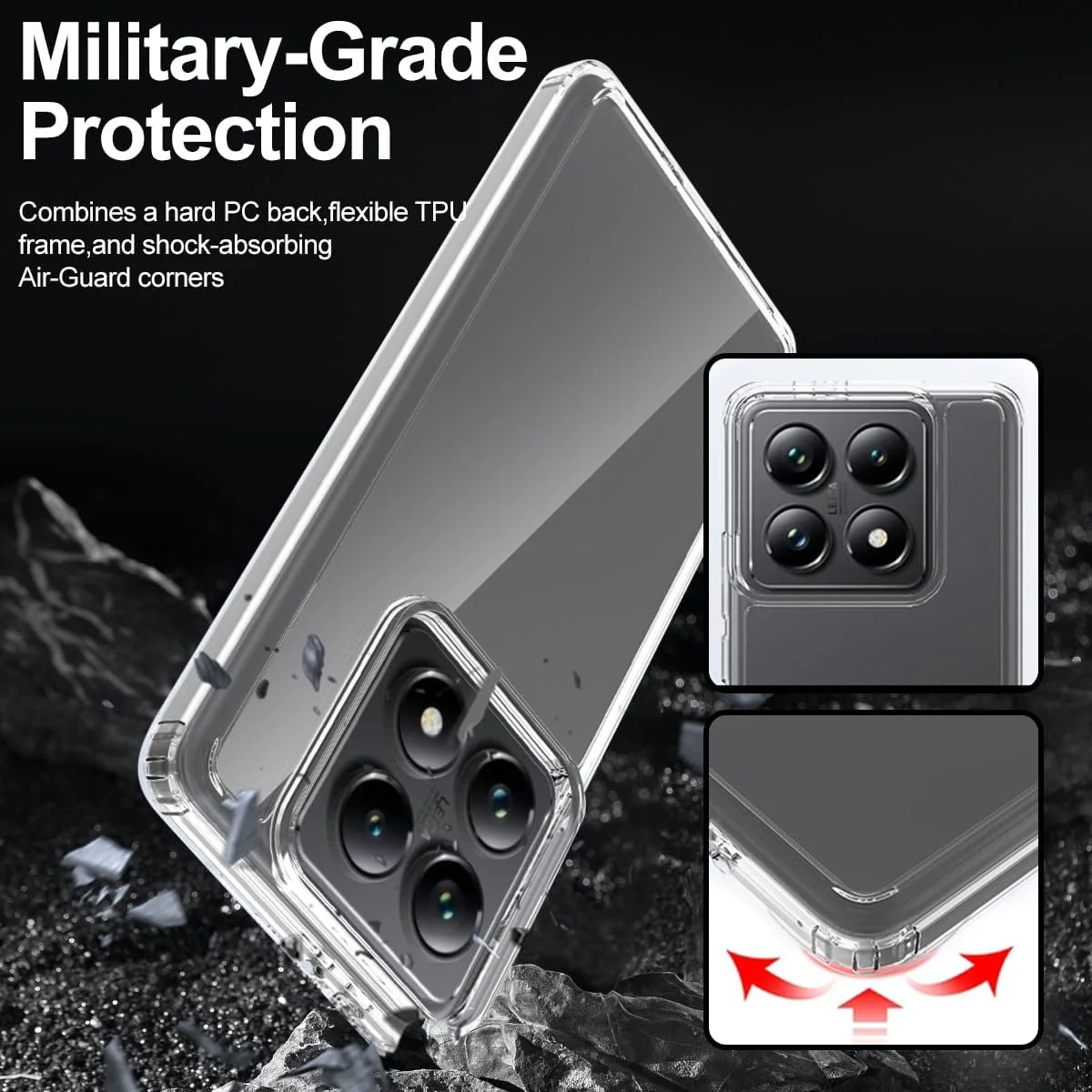 کاور محافظ کریستالی شفاف هیبریدی T Tersely سازگار با شیائومی 14T Pro 5G - فناوری TPU + پلی کربنات، ضد زردی، کاور محافظ، بامپر ضد ضربه کاور محافظ کریستالی شفاف هیبریدی T Tersely سازگار با شیائومی 14T Pro 5G - فناوری TPU + پلی کربنات، ضد زردی، کاور محافظ، بامپر ضد ضربه