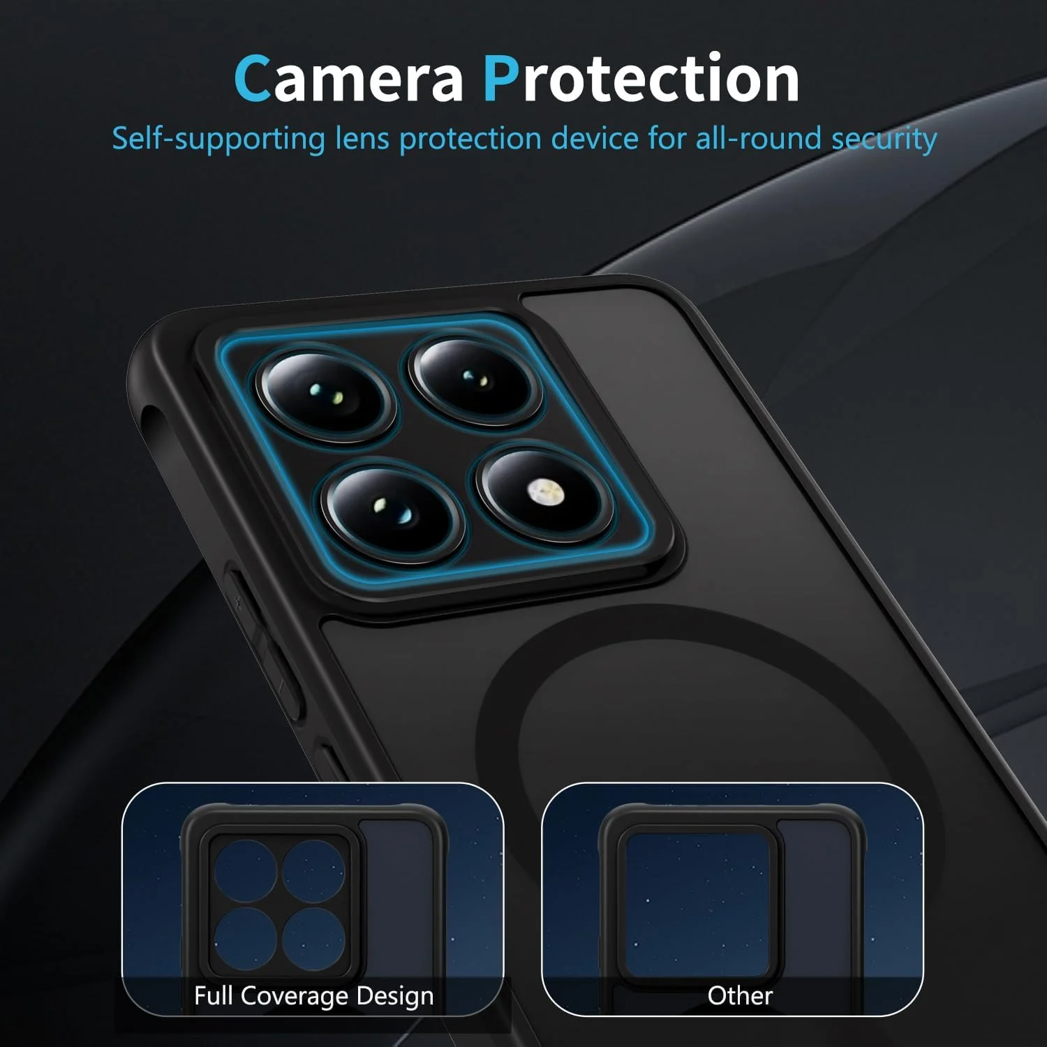 قاب محافظ شیائومی 14T Pro سازگار با MagSafe، قاب مغناطیسی محافظ دوربین، پشت مات نیمه شفاف PC، قاب حاشیه TPU - مشکی قاب محافظ شیائومی 14T Pro سازگار با MagSafe، قاب مغناطیسی محافظ دوربین، پشت مات نیمه شفاف PC، قاب حاشیه TPU - مشکی