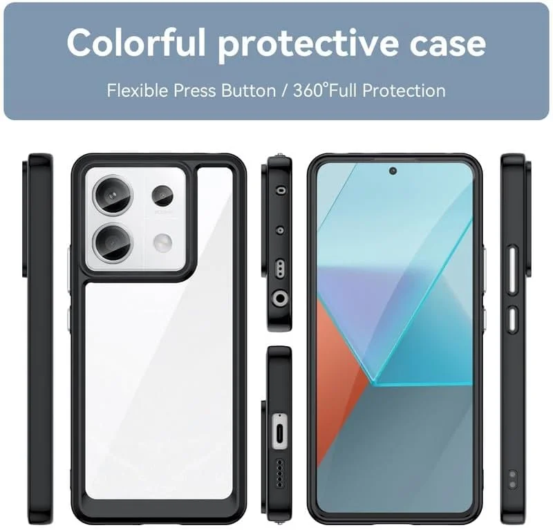 قاب محافظ گوشی شیائومی ردمی نوت 13 پرو، بامپر TPU انعطاف پذیر و پشت شفاف، محافظت در برابر سقوط با بالشتک هوا، باریک، ضد اثر انگشت، محافظت کامل، مشکی قاب محافظ گوشی شیائومی ردمی نوت 13 پرو، بامپر TPU انعطاف پذیر و پشت شفاف، محافظت در برابر سقوط با بالشتک هوا، باریک، ضد اثر انگشت، محافظت کامل، مشکی