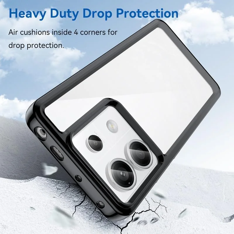 قاب محافظ گوشی شیائومی ردمی نوت 13 پرو، بامپر TPU انعطاف پذیر و پشت شفاف، محافظت در برابر سقوط با بالشتک هوا، باریک، ضد اثر انگشت، محافظت کامل، مشکی قاب محافظ گوشی شیائومی ردمی نوت 13 پرو، بامپر TPU انعطاف پذیر و پشت شفاف، محافظت در برابر سقوط با بالشتک هوا، باریک، ضد اثر انگشت، محافظت کامل، مشکی