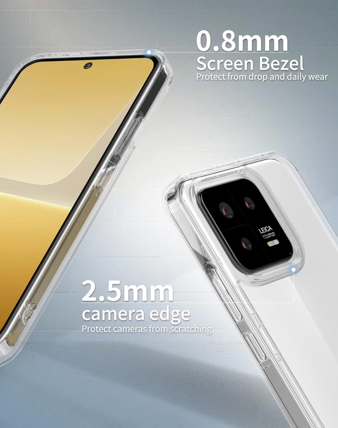 قاب شفاف Eastcoo برای گوشی شیائومی 13 5G، [پشت PC سخت + بامپر TPU نرم] [ضد زردی] [پشتیبانی از شارژ بی‌سیم] باریک و مقاوم در برابر ضربه، کاور محافظ شفاف برای شیائومی 13، شفاف