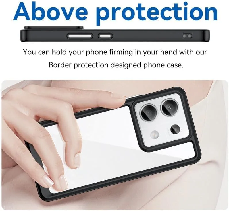 قاب محافظ گوشی شیائومی ردمی نوت 13 پرو، بامپر TPU انعطاف پذیر و پشت شفاف، محافظت در برابر سقوط با بالشتک هوا، باریک، ضد اثر انگشت، محافظت کامل، مشکی قاب محافظ گوشی شیائومی ردمی نوت 13 پرو، بامپر TPU انعطاف پذیر و پشت شفاف، محافظت در برابر سقوط با بالشتک هوا، باریک، ضد اثر انگشت، محافظت کامل، مشکی