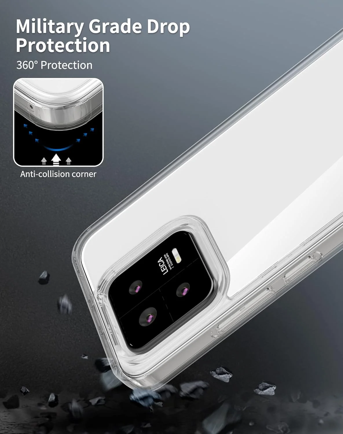 قاب شفاف Eastcoo برای گوشی شیائومی 13 5G، [پشت PC سخت + بامپر TPU نرم] [ضد زردی] [پشتیبانی از شارژ بی‌سیم] باریک و مقاوم در برابر ضربه، کاور محافظ شفاف برای شیائومی 13، شفاف