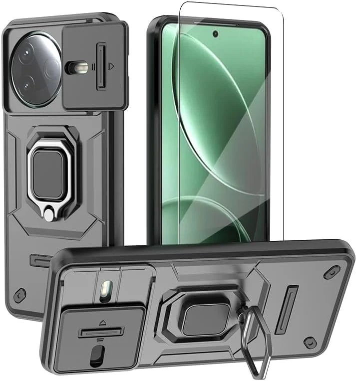 کاور محافظ گوشی ZMONE برای شیائومی Poco F7 Pro 5G به همراه محافظ صفحه نمایش، دارای محافظ کشویی دوربین، کاور محافظتی سنگین نظامی - مشکی کاور محافظ گوشی ZMONE برای شیائومی Poco F7 Pro 5G به همراه محافظ صفحه نمایش، دارای محافظ کشویی دوربین، کاور محافظتی سنگین نظامی - مشکی