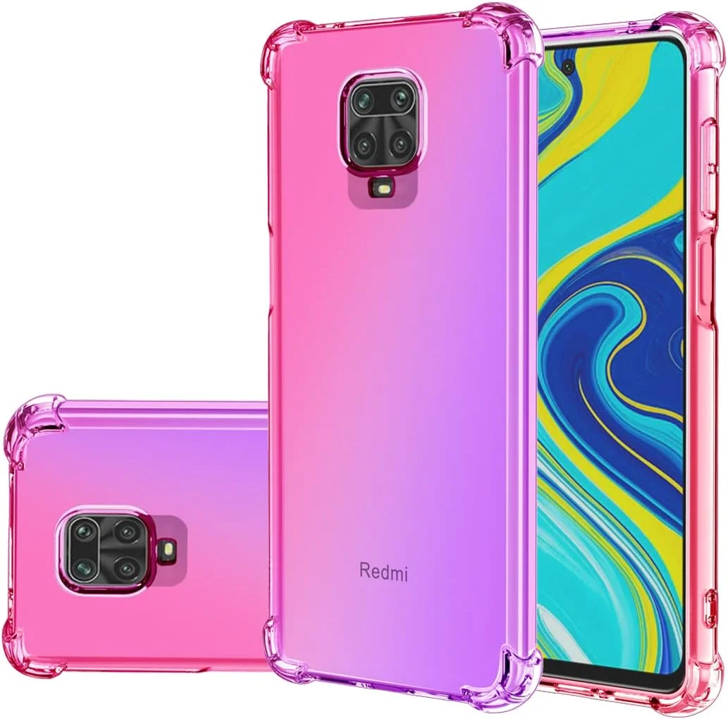 کاور گوشی Gufuwo مناسب برای ردمی نوت 9 پرو مکس/نوت 9S/پوکو M2 پرو/ردمی نوت 10 لایت، کاور محافظ TPU باریک ضد خش با طرح گرادیانی برای شیائومی ردمی نوت 9 پرو (صورتی/بنفش)