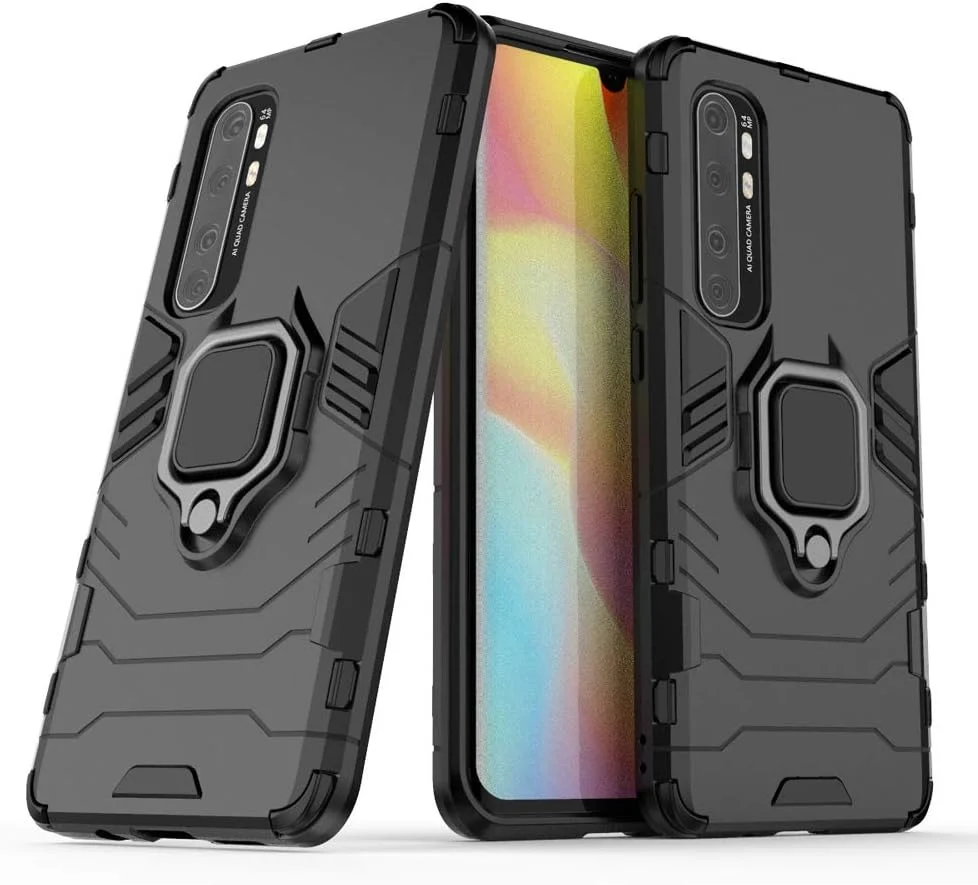 قاب محافظ شیائومی می نوت 10 لایت، کاور محافظ زرهی ضد ضربه و مقاوم با پایه نگهدارنده، مشکی قاب محافظ شیائومی می نوت 10 لایت، کاور محافظ زرهی ضد ضربه و مقاوم با پایه نگهدارنده، مشکی