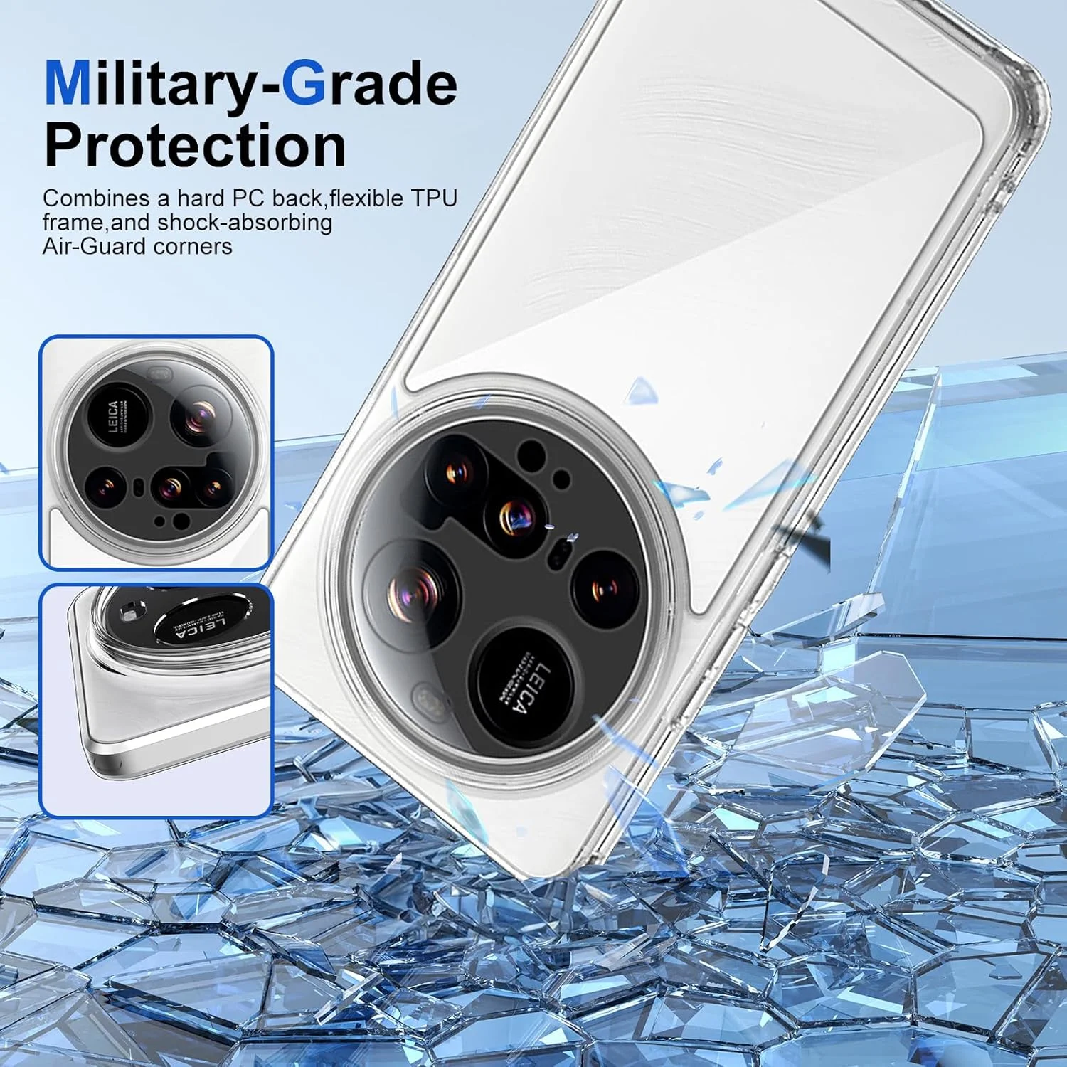 قاب محافظ شفاف T Tersely سازگار با شیائومی 15 Ultra - فناوری TPU + پلی کربنات، ضد زردی، قاب محافظ، پوشش ضربه گیر ضد ضربه