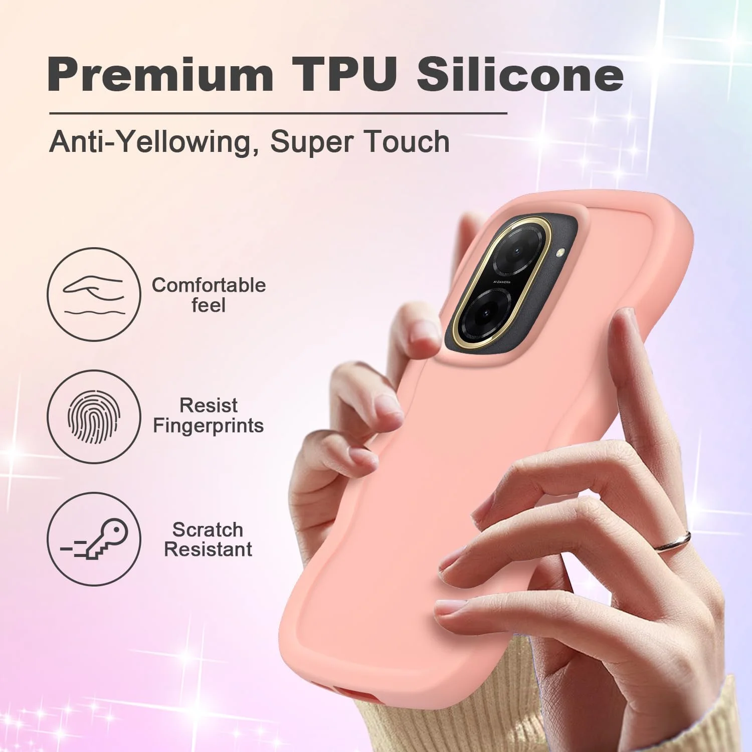 کاور سیلیکونی محافظ گوشی شیائومی ردمی A5 4G (173) با طرح موجی فانتزی و مقاوم در برابر ضربه - صورتی