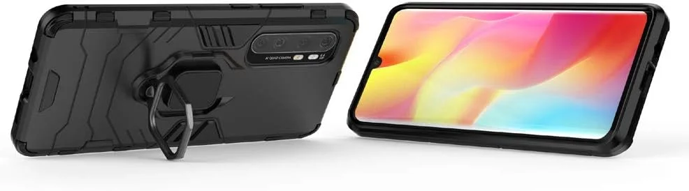 قاب محافظ شیائومی می نوت 10 لایت، کاور محافظ زرهی ضد ضربه و مقاوم با پایه نگهدارنده، مشکی قاب محافظ شیائومی می نوت 10 لایت، کاور محافظ زرهی ضد ضربه و مقاوم با پایه نگهدارنده، مشکی