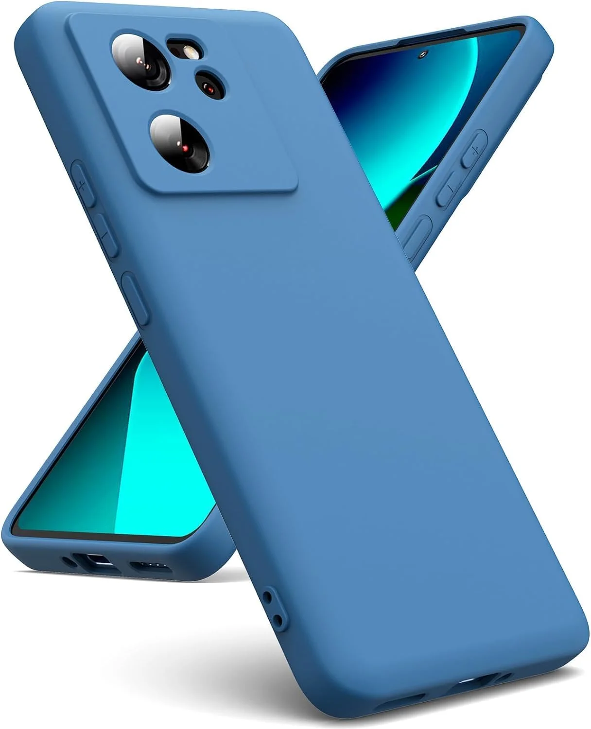 قاب محافظ سیلیکونی مایع سازگار با گوشی شیائومی 13T 5G / شیائومی 13T Pro 5G [میکروفایبر داخلی] قاب لاستیکی نرم محافظ ضد ضربه برای شیائومی 13T / 13T Pro (آبی)