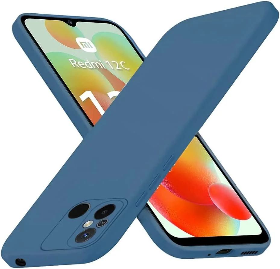 قاب محافظ گوشی شیائومی Redmi 12C مدل EMODIL، آبی، باریک، پوشش پشتی نرم TPU، انعطاف پذیر، سیلیکونی مات، مخصوص شیائومی Redmi 12C ® (آبی)