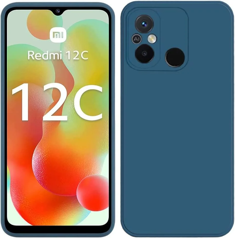 قاب محافظ گوشی شیائومی Redmi 12C مدل EMODIL، آبی، باریک، پوشش پشتی نرم TPU، انعطاف پذیر، سیلیکونی مات، مخصوص شیائومی Redmi 12C ® (آبی)