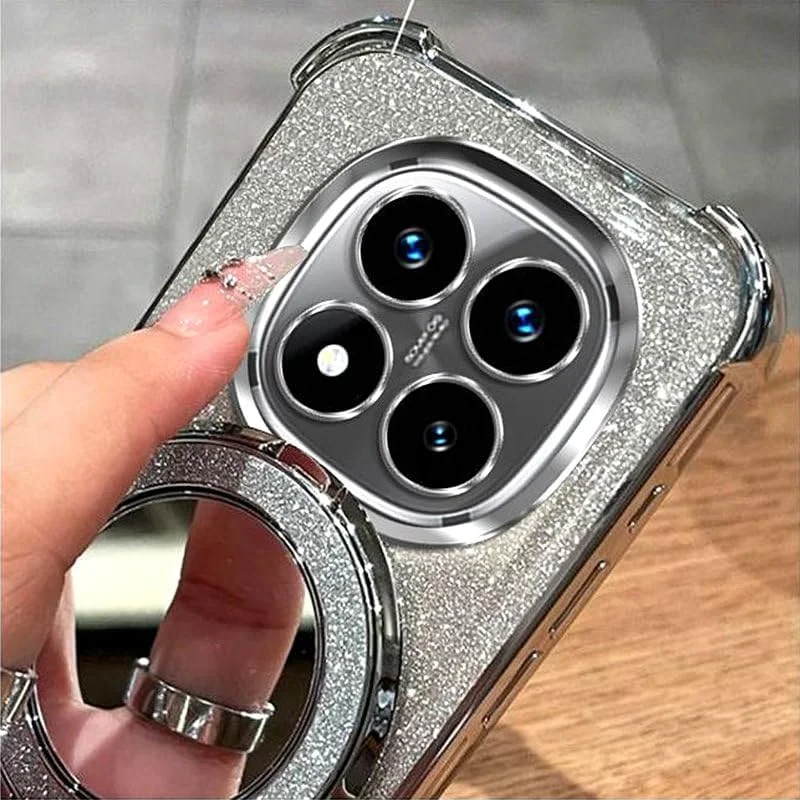 قاب مغناطیسی اکلیلی برای گوشی شیائومی ردمی نوت 14 پرو 5G / شیائومی پوکو X7 5G، محافظ لنز دوربین، پایه درخشان، آینه آرایش، کاور گوشی لوکس گرادیانی ضد ضربه، بنفش