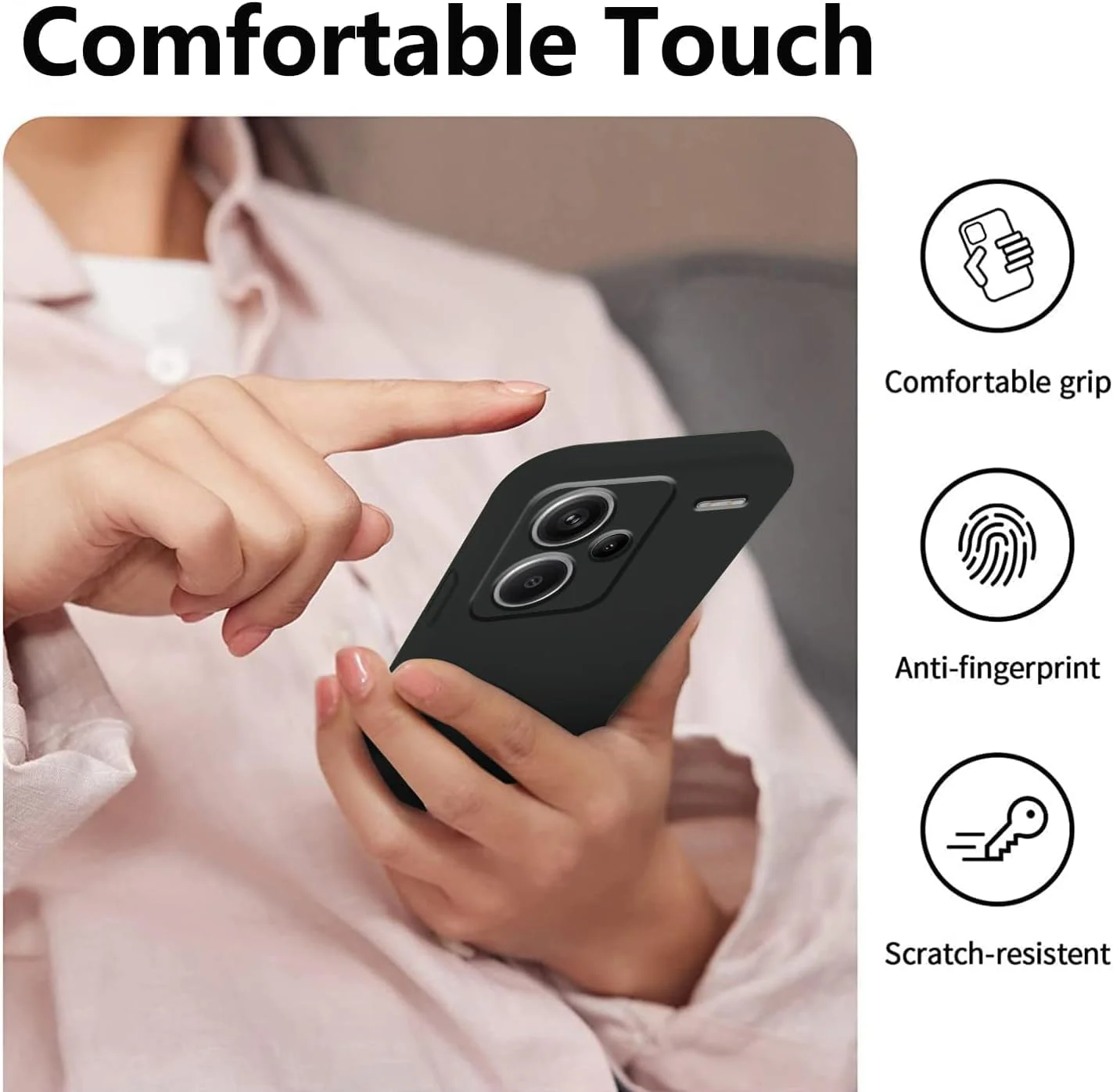 کاور محافظ سیلیکونی نرم و سبک Zubitech سازگار با گوشی شیائومی Redmi Note 13 Pro Plus 5G، ضد ضربه با محافظت از دوربین - مشکی