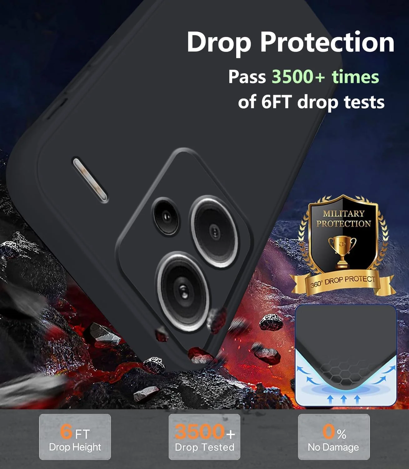 کاور محافظ سیلیکونی نرم و سبک Zubitech سازگار با گوشی شیائومی Redmi Note 13 Pro Plus 5G، ضد ضربه با محافظت از دوربین - مشکی