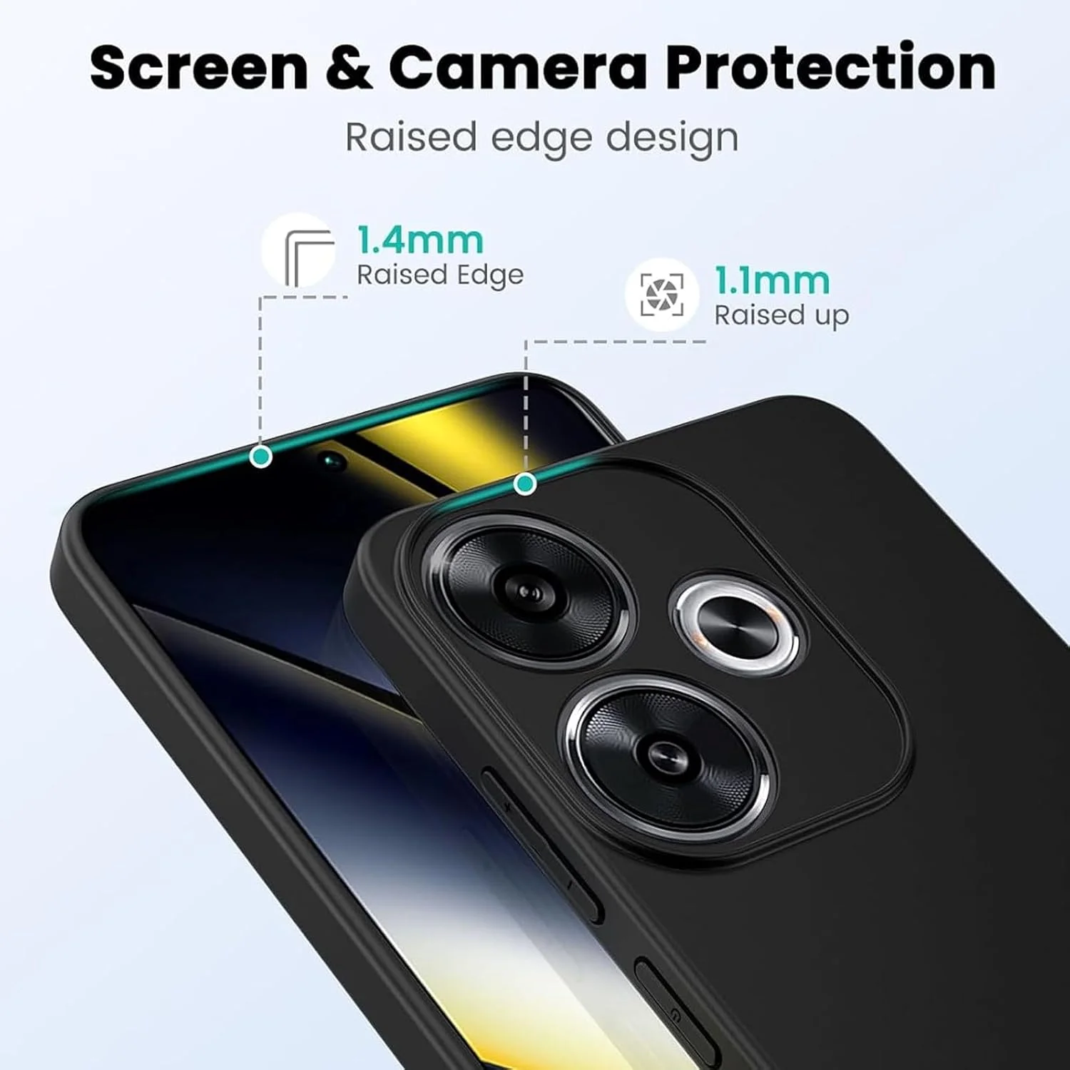 کاور سیلیکونی مایکیلا سازگار با گوشی شیائومی پوکو F6 5G، نازک با محافظت از دوربین، دارای لایه داخلی نرم، باریک و انعطاف پذیر (مناسب برای شیائومی پوکو F6 5G - مشکی)