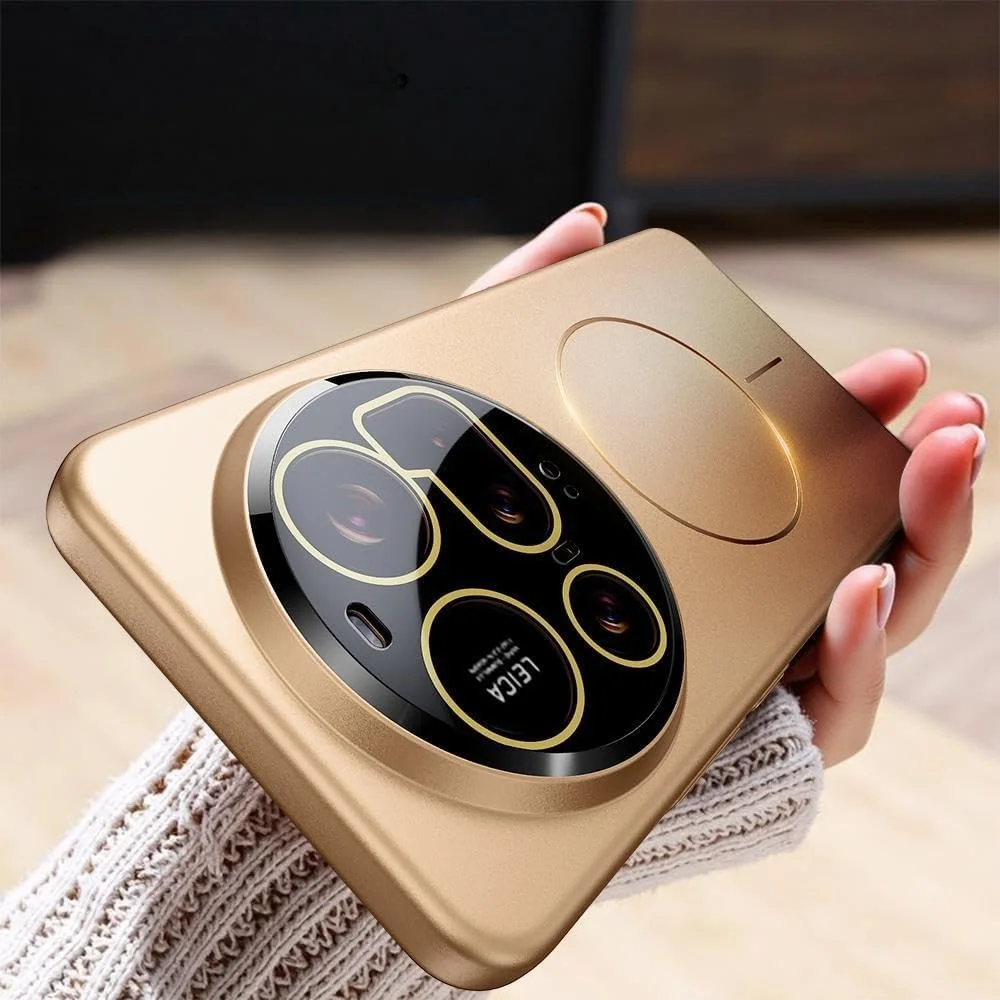 قاب باریک مغناطیسی برای شیائومی 15 اولترا 5G با محافظ لنز اپتیکال HD پوشش کامل [سازگار با مگ‌سیف]، ضد خش و ضد اثر انگشت - طلایی