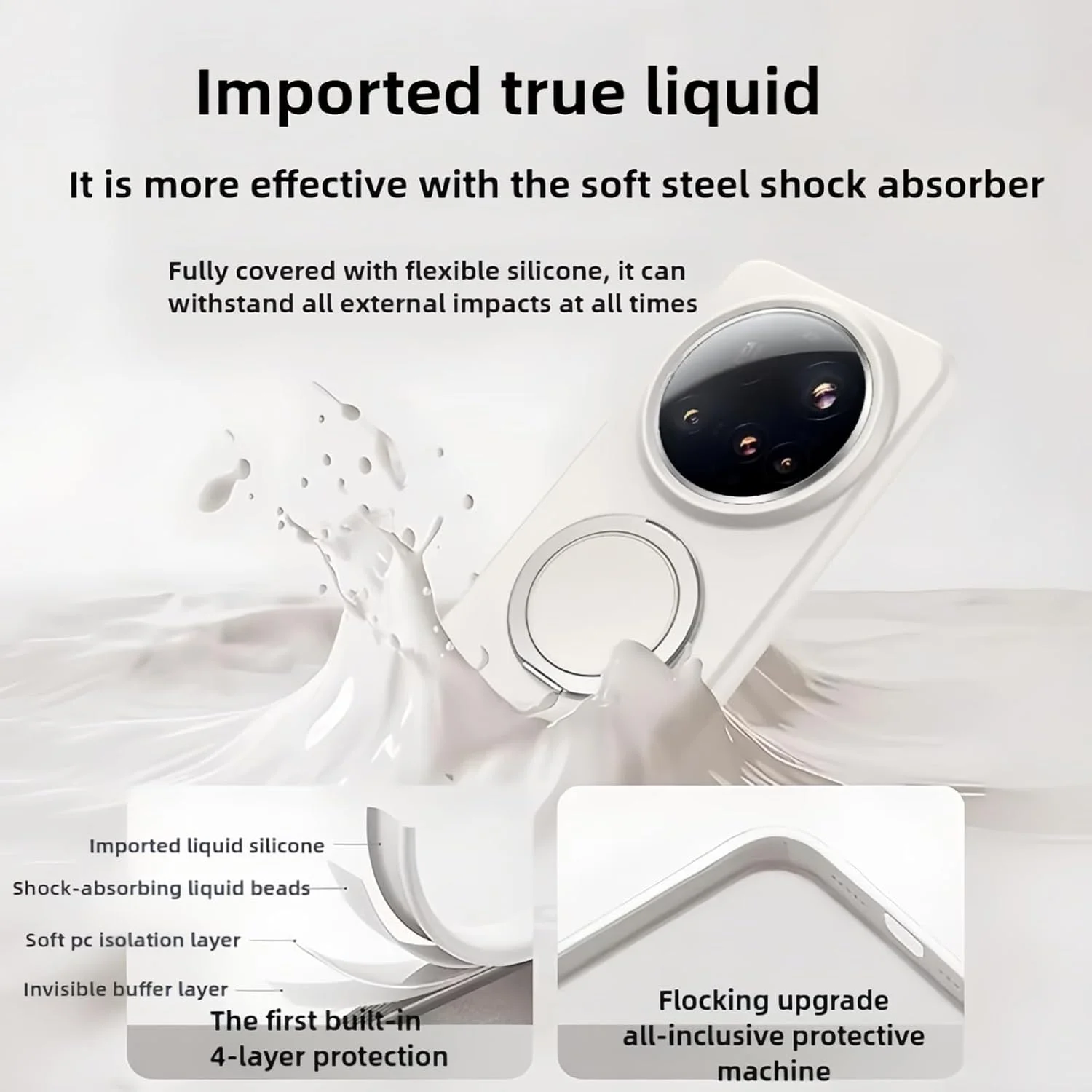 کاور سیلیکونی مایع Gruattreay سازگار با Xiaomi 15 Ultra 5G، کاور باریک و ضد ضربه با بامپر ژله ای سیلیکونی مایع [سازگار با Mag-Safe] به همراه استند حلقه ای چرخان 360 درجه (مشکی)