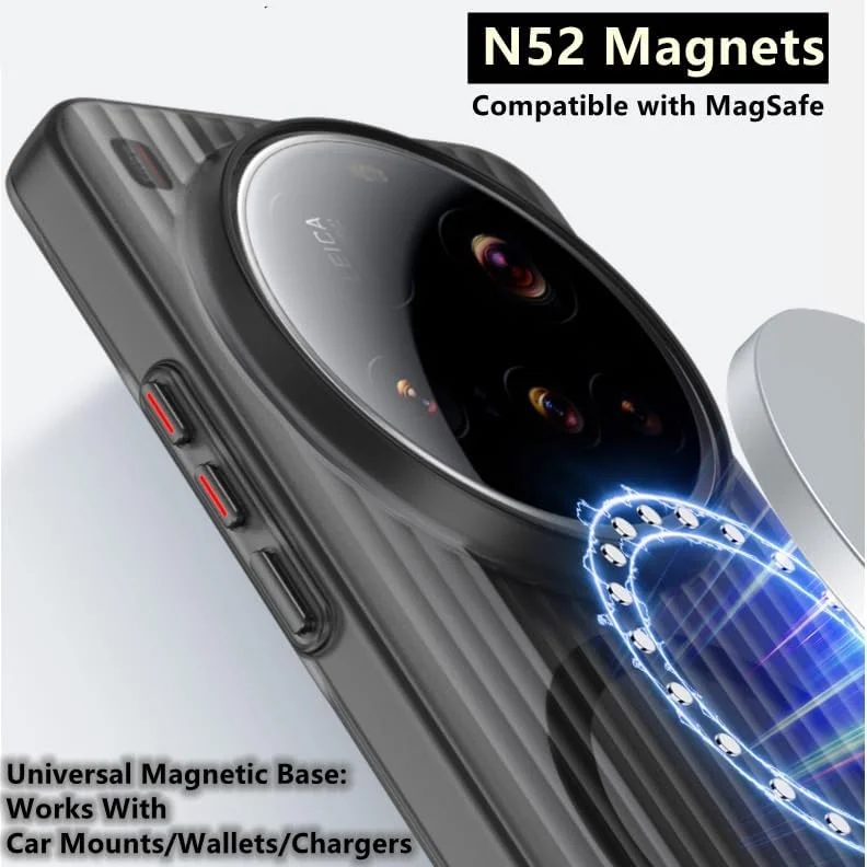 قاب باریک مغناطیسی برای شیائومی 15 اولترا 5G | سازگار با Magsafe | کاور مات نیمه شفاف و ضد ضربه برای زنان، مردان و دختران، قاب محافظ ضد خش برای شیائومی 15 اولترا 5G، خاکستری مات