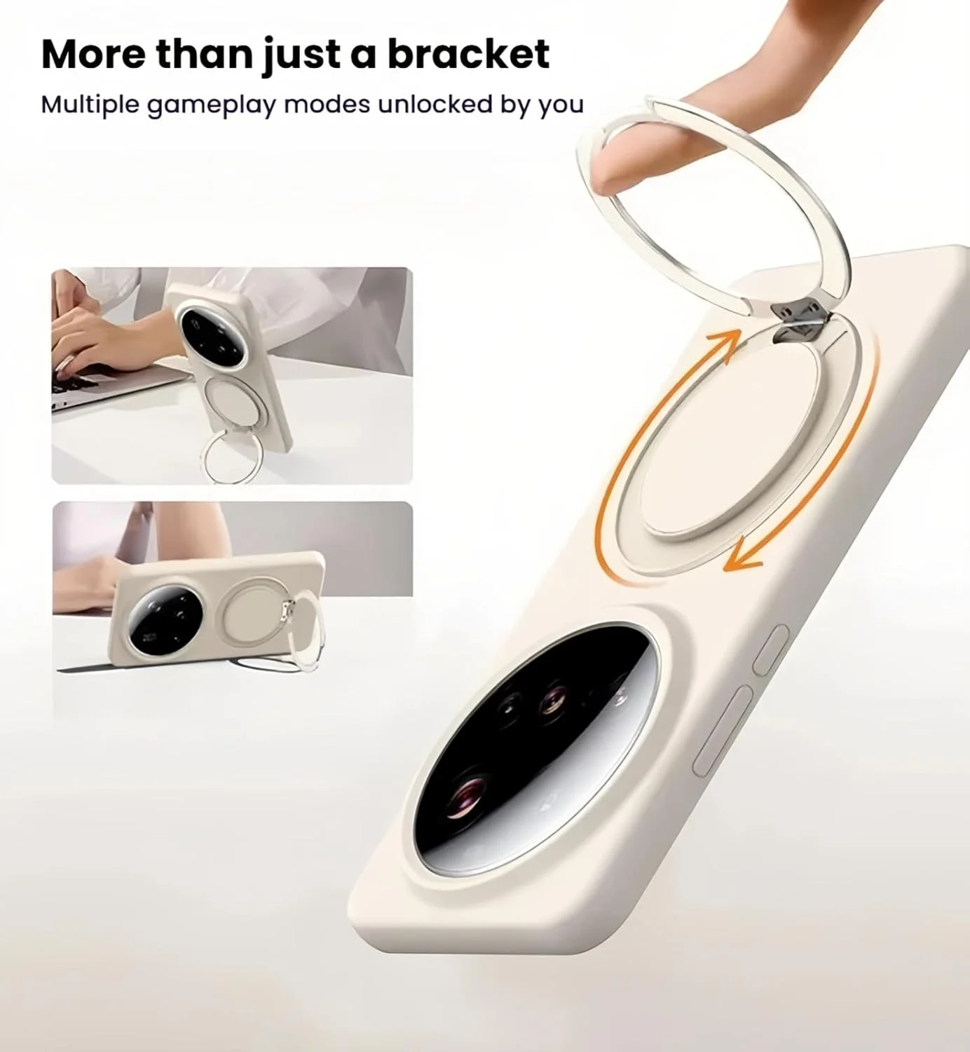 کاور سیلیکونی مایع Gruattreay سازگار با Xiaomi 15 Ultra 5G، کاور باریک و ضد ضربه با بامپر ژله ای سیلیکونی مایع [سازگار با Mag-Safe] به همراه استند حلقه ای چرخان 360 درجه (مشکی)