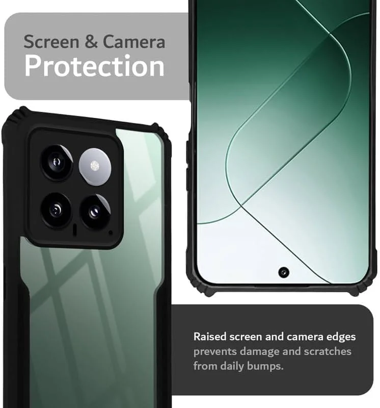 قاب محافظ شفاف Zege سازگار با گوشی شیائومی Mi 14T Pro 5G، کاور پشتی سخت PC با حاشیه مشکی TPU ضد ضربه، مقاوم در برابر ضربه 360 درجه، بدون زرد شدن قاب محافظ شفاف Zege سازگار با گوشی شیائومی Mi 14T Pro 5G، کاور پشتی سخت PC با حاشیه مشکی TPU ضد ضربه، مقاوم در برابر ضربه 360 درجه، بدون زرد شدن