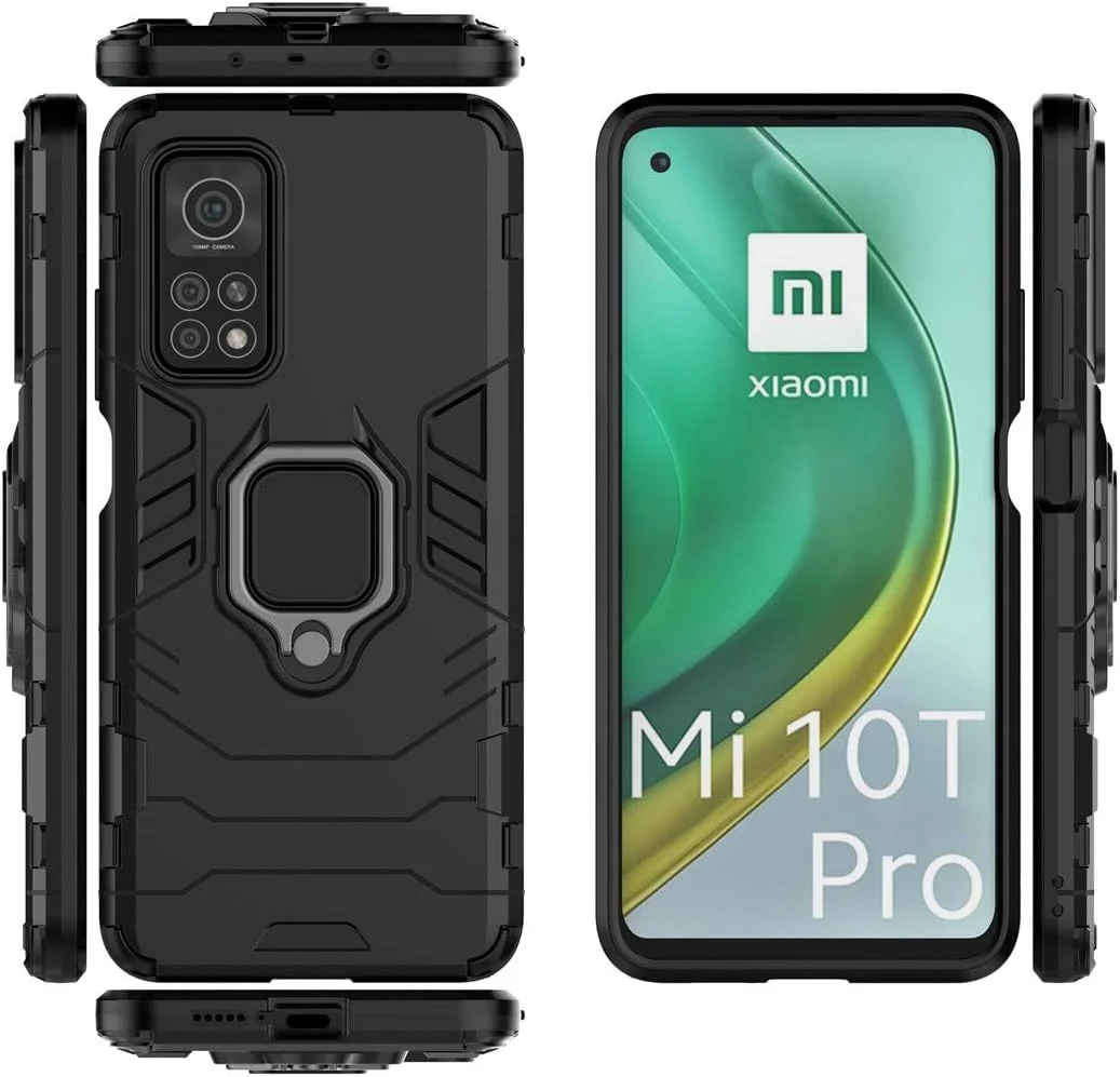 قاب محافظ گوشی شیائومی می 10 تی و شیائومی می 10 تی پرو، با حلقه فلزی و استند، مقاوم در برابر ضربه (سازگار با هولدر مغناطیسی خودرو)، دو لایه، پوشش محکم (مشکی) قاب محافظ گوشی شیائومی می 10 تی و شیائومی می 10 تی پرو، با حلقه فلزی و استند، مقاوم در برابر ضربه (سازگار با هولدر مغناطیسی خودرو)، دو لایه، پوشش محکم (مشکی)